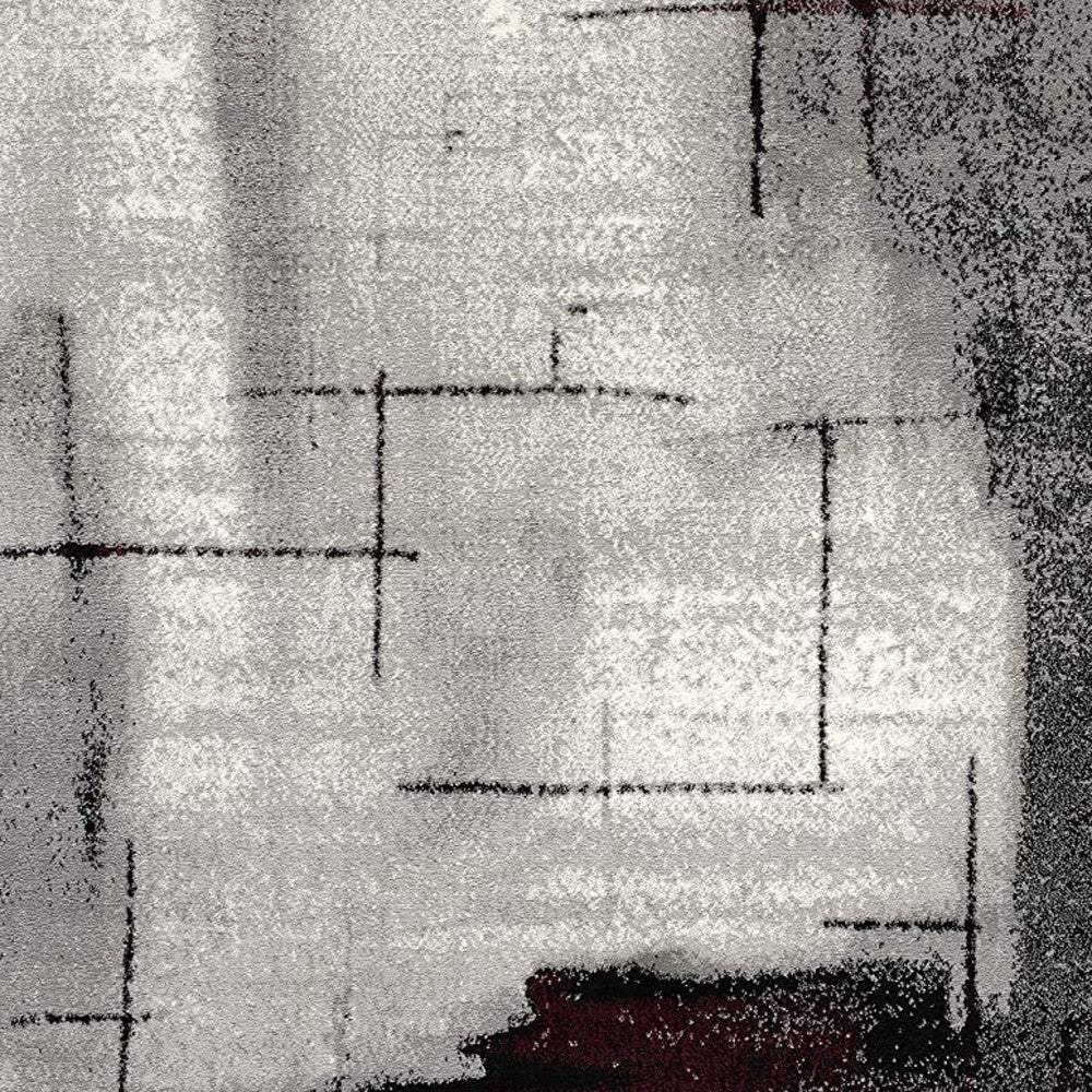 3' X 5' Gray And Burgundy Abstract Area Rug - Image 4