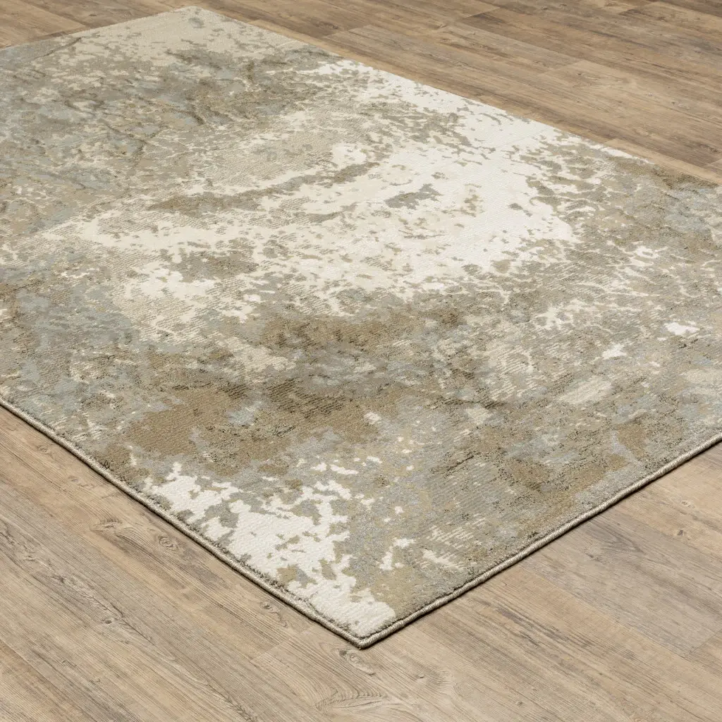 3' X 5' Gray and Ivory Abstract Power Loom Area Rug - Image 6