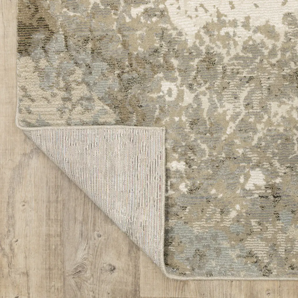3' X 5' Gray and Ivory Abstract Power Loom Area Rug - Image 8