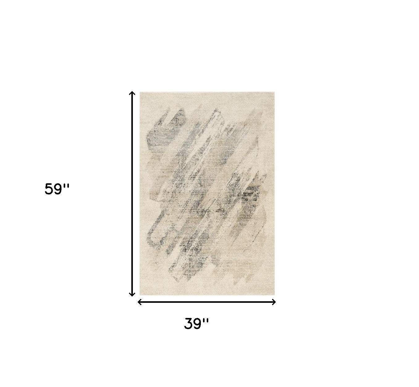 3' X 5' Gray and Ivory Abstract Worn Faded Area Rug - Image 3