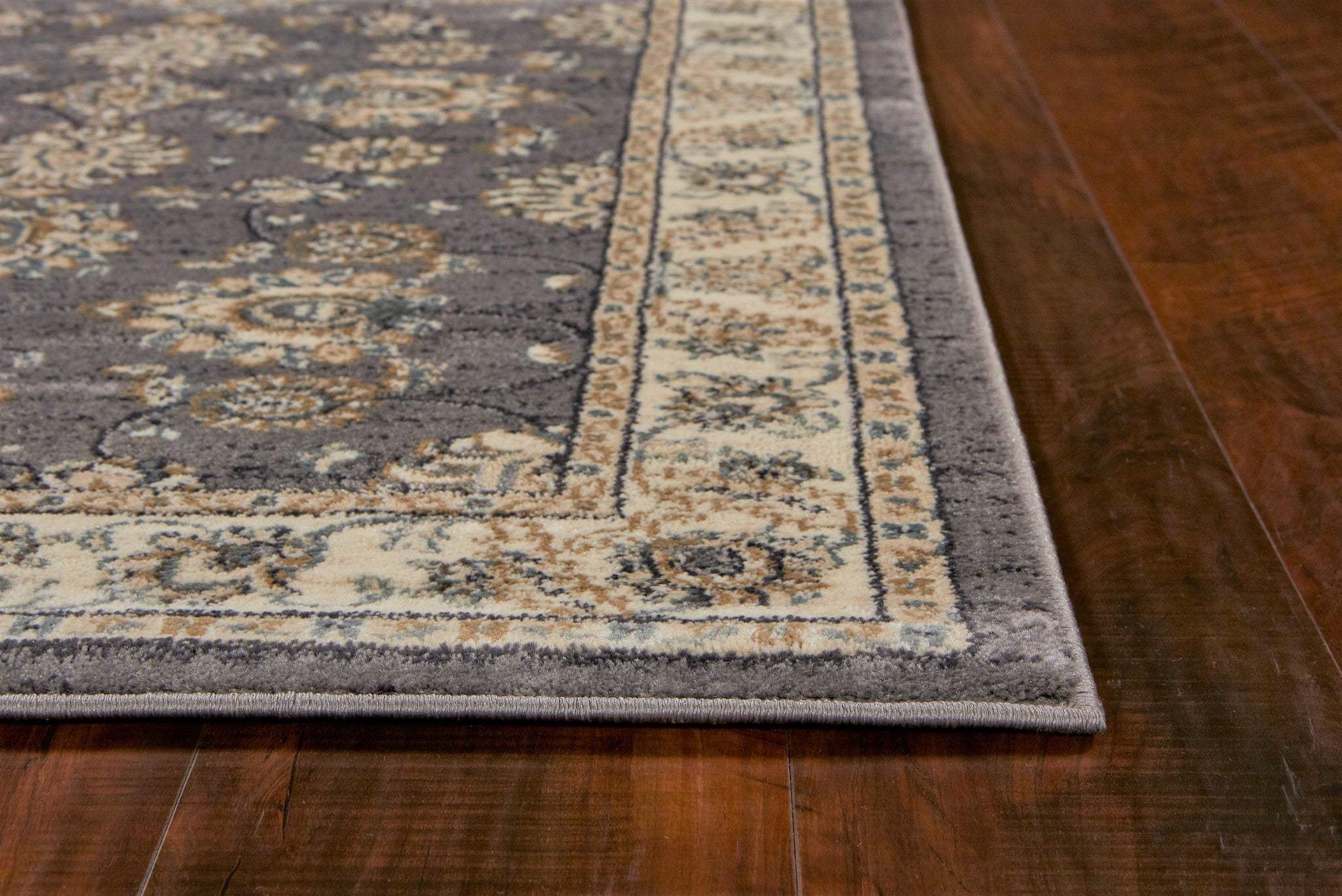 3' X 5' Gray and Ivory Floral Area Rug - Image 8