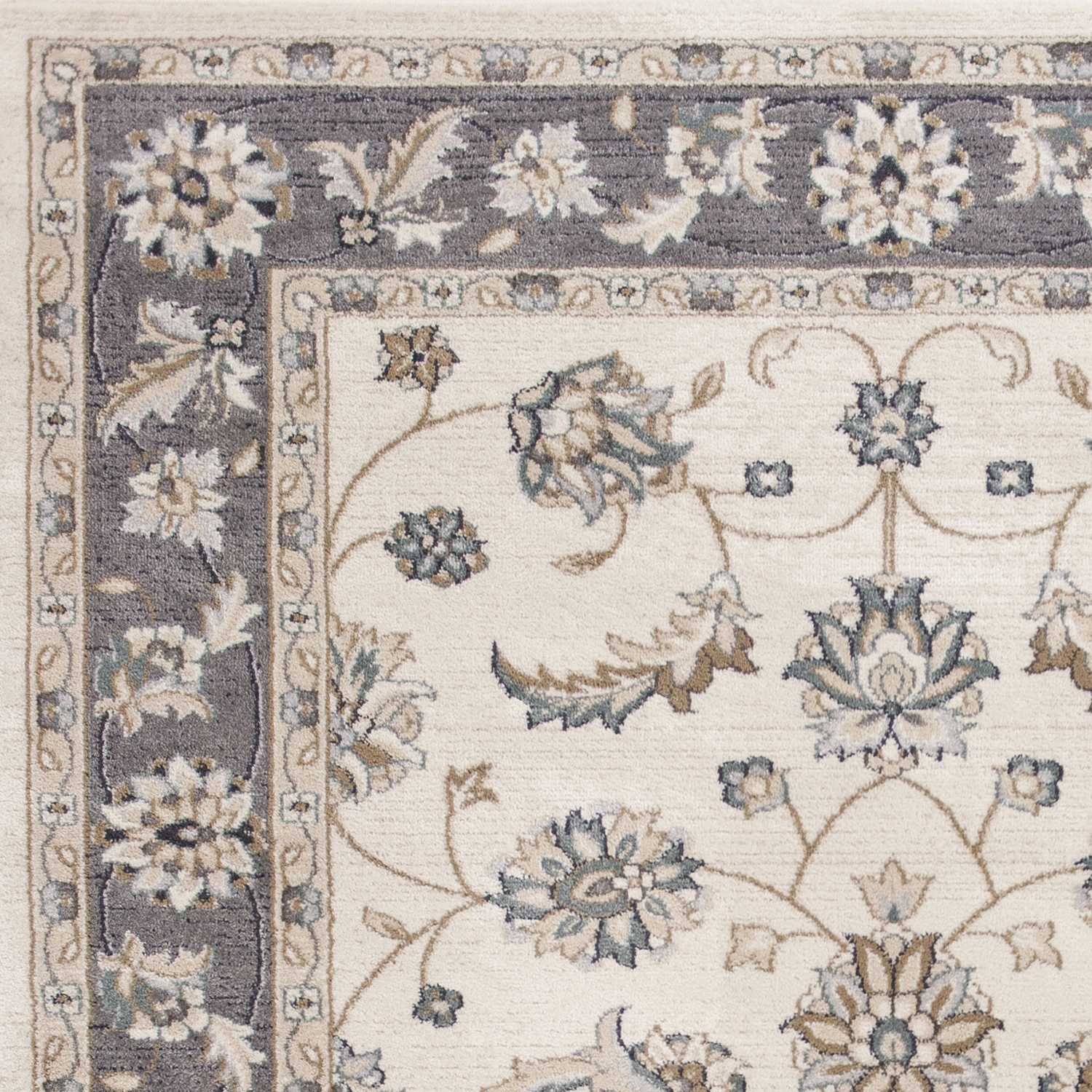 3' X 5' Gray and Ivory Floral Area Rug - Image 4