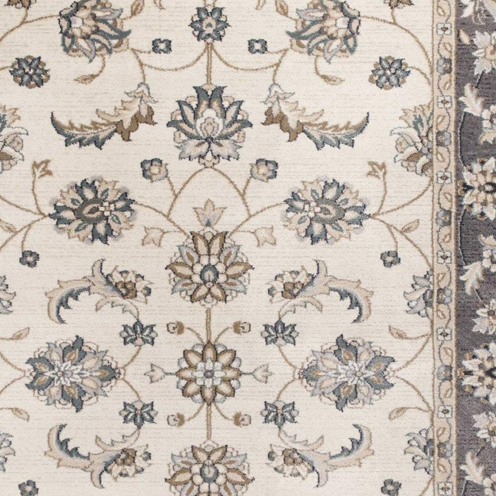 3' X 5' Gray and Ivory Floral Area Rug - Image 5