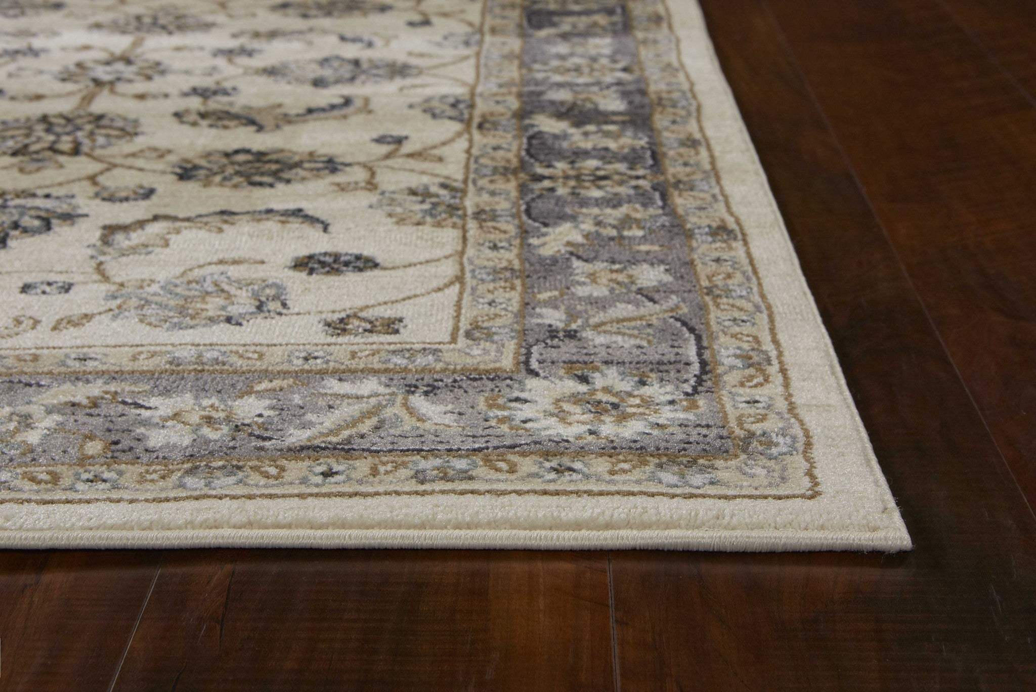 3' X 5' Gray and Ivory Floral Area Rug - Image 6