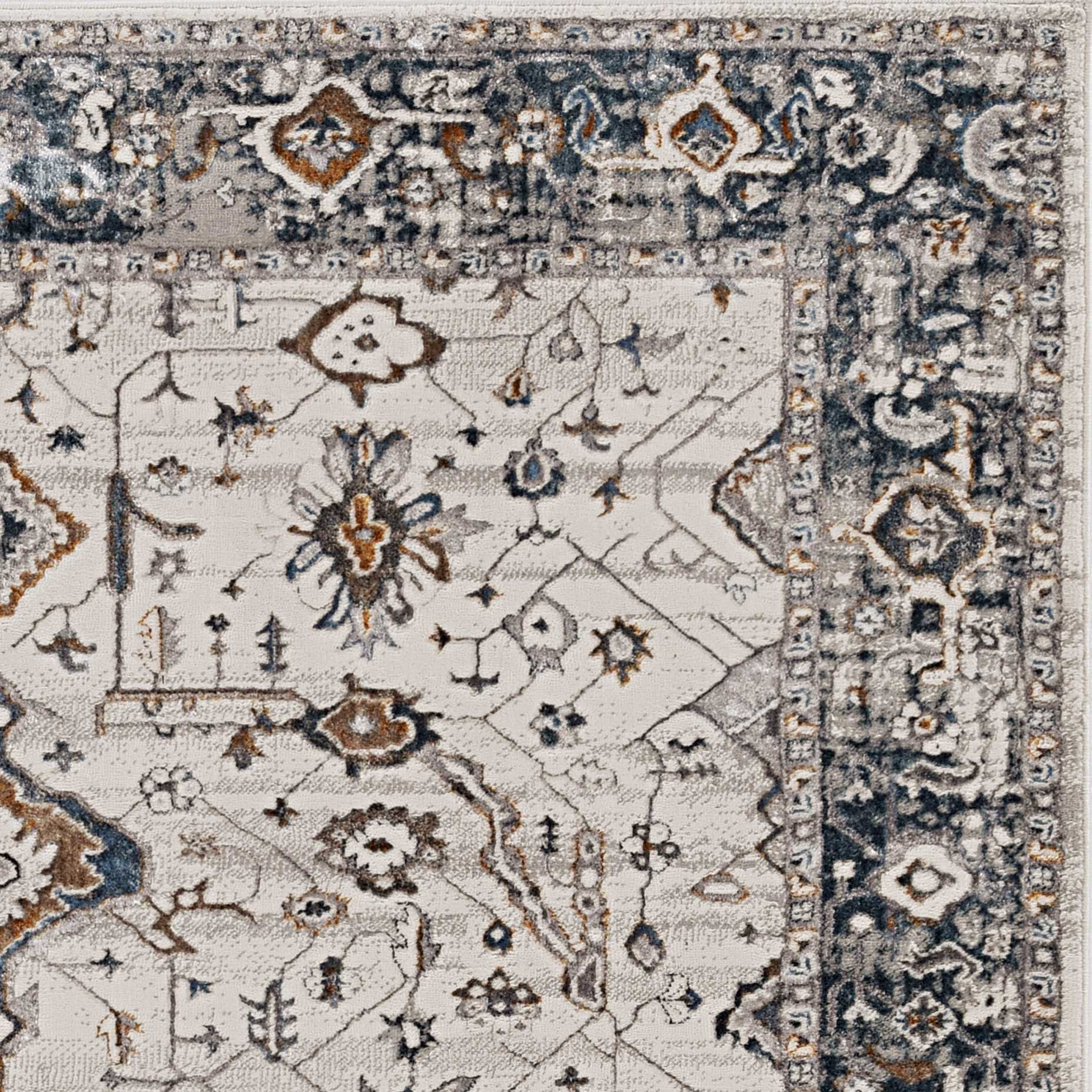 3' X 5' Gray and Ivory Floral Distressed Area Rug - Image 6