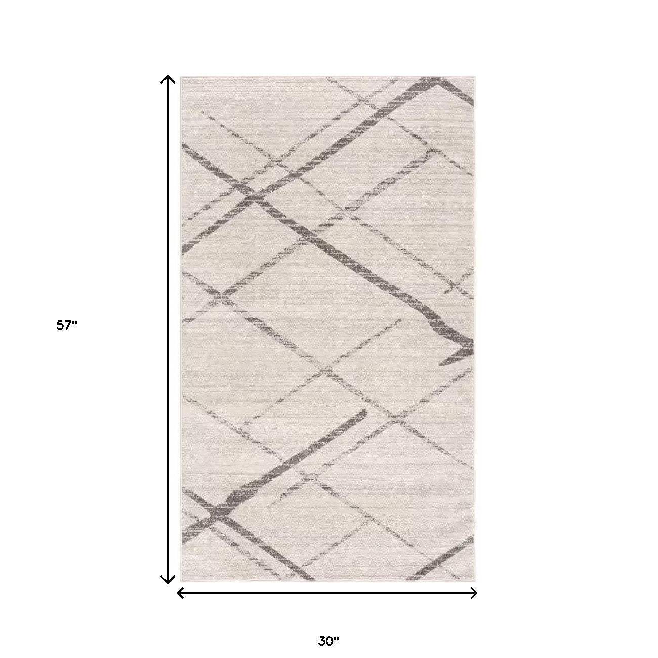 3' X 5' Gray and Ivory Geometric Area Rug - Image 3