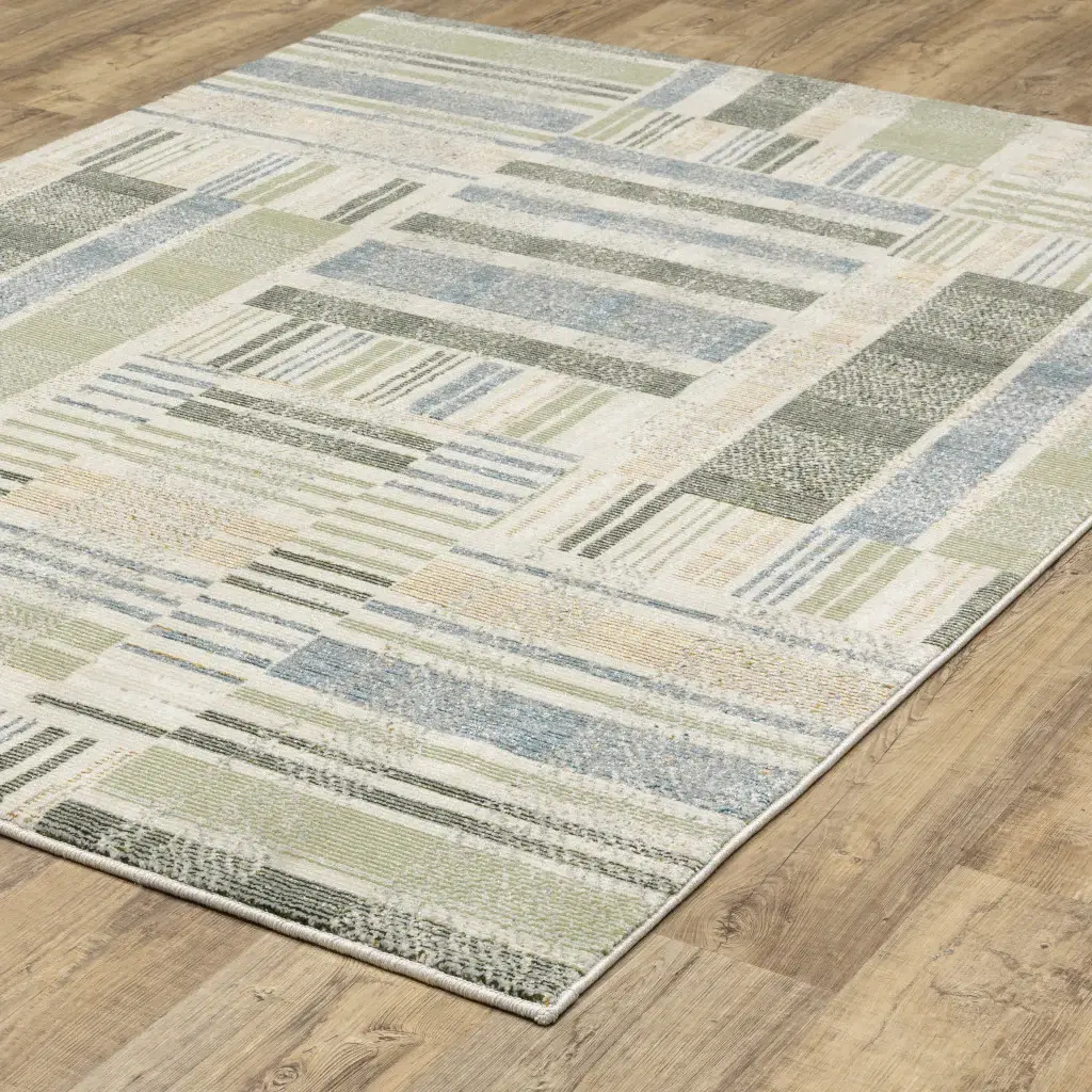 3' X 5' Gray and Ivory Geometric Power Loom Area Rug - Image 6