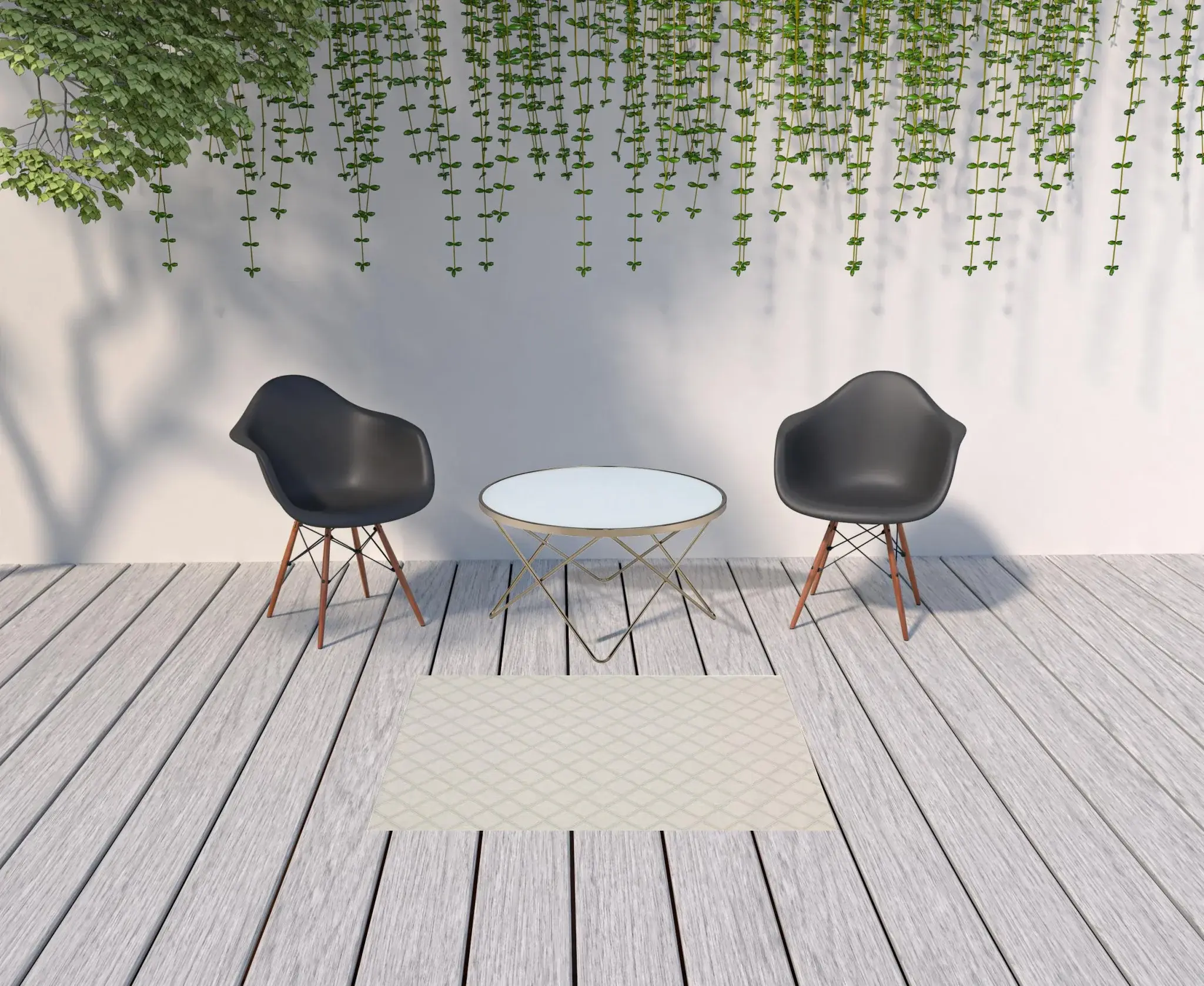 3' X 5' Gray and Ivory Geometric Stain Resistant Indoor Outdoor Area Rug - Image 2