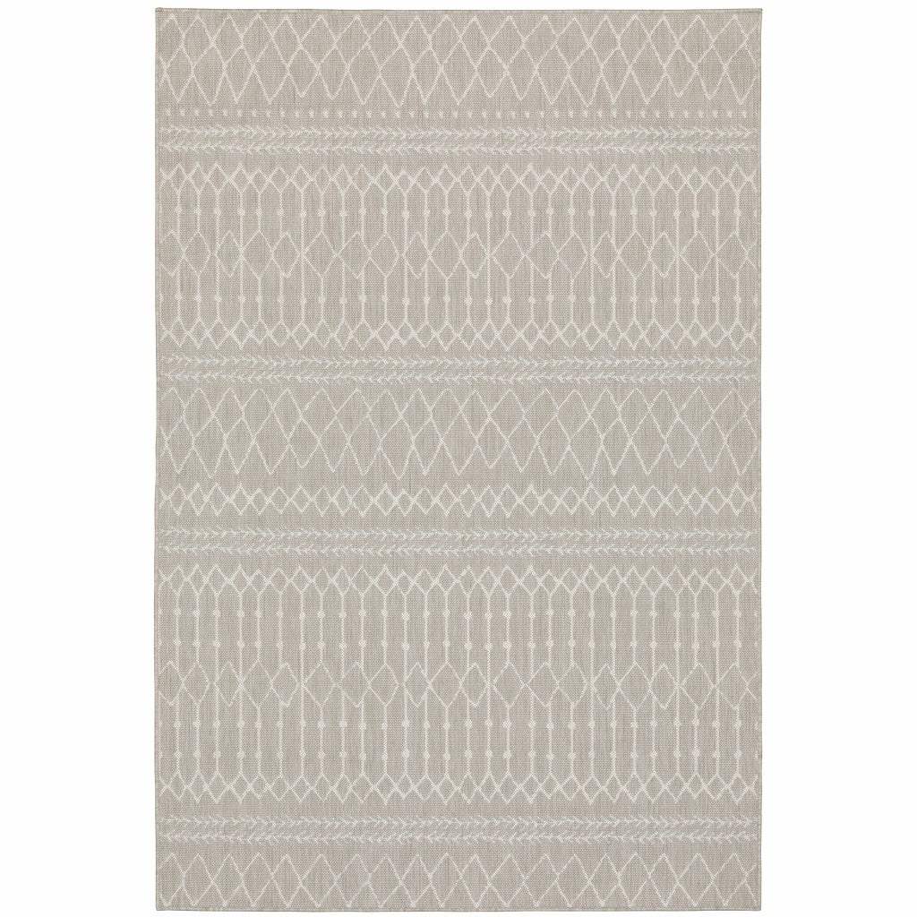 3' X 5' Gray and Ivory Indoor Outdoor Area Rug