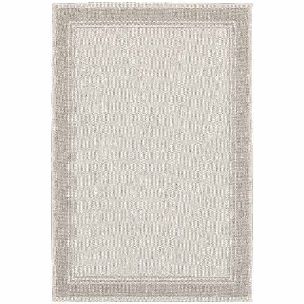 3' X 5' Gray and Ivory Indoor Outdoor Area Rug