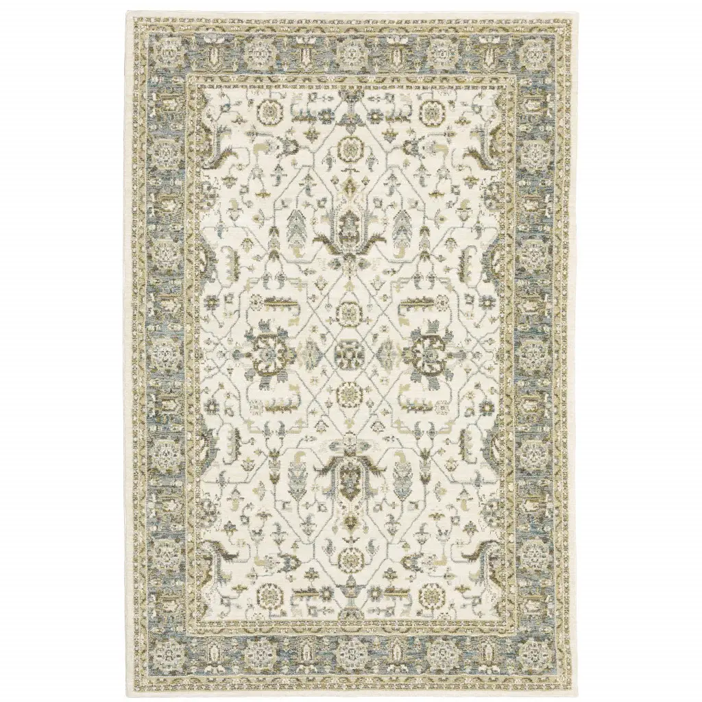 3' X 5' Gray and Ivory Oriental Power Loom Area Rug - Image 2
