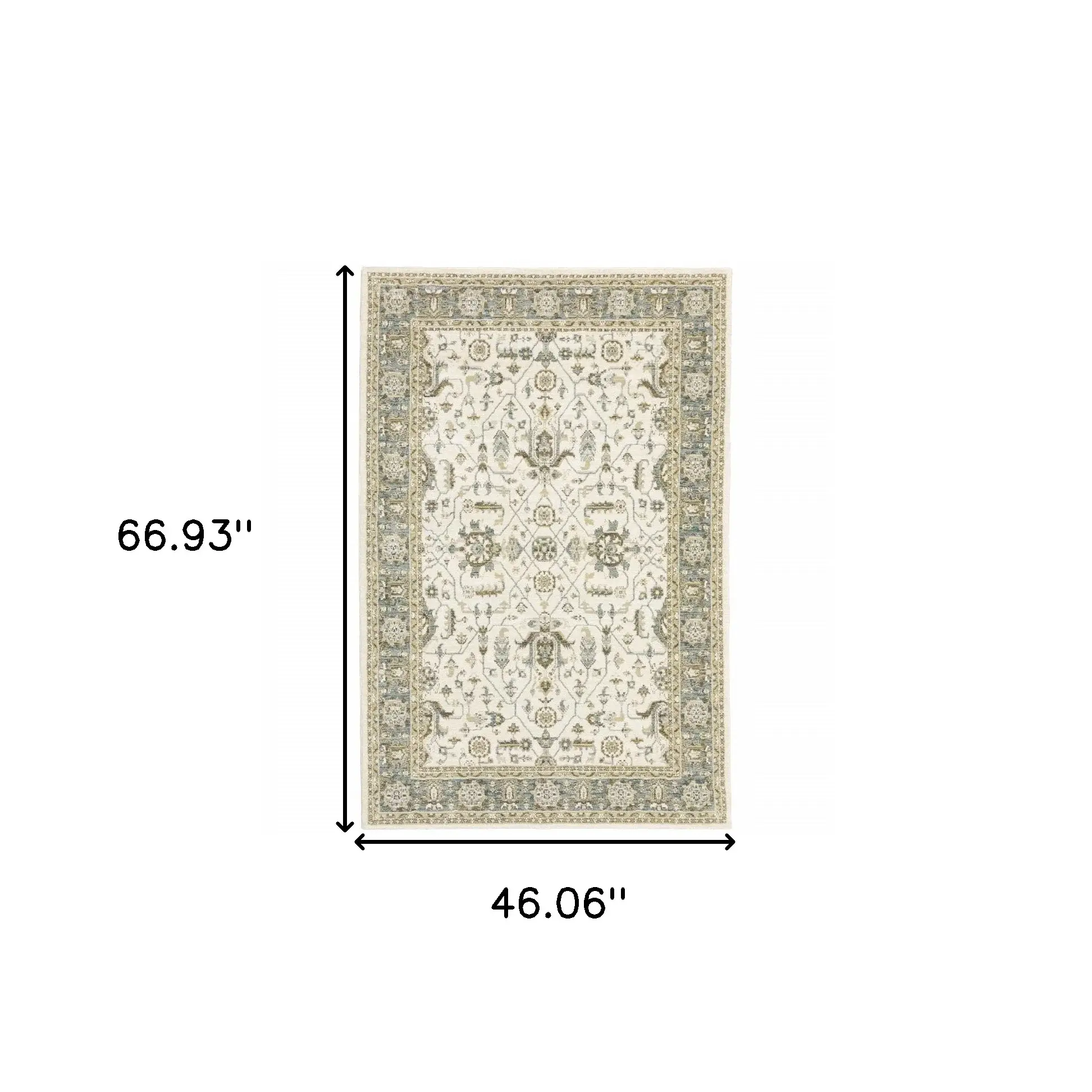 3' X 5' Gray and Ivory Oriental Power Loom Area Rug - Image 3