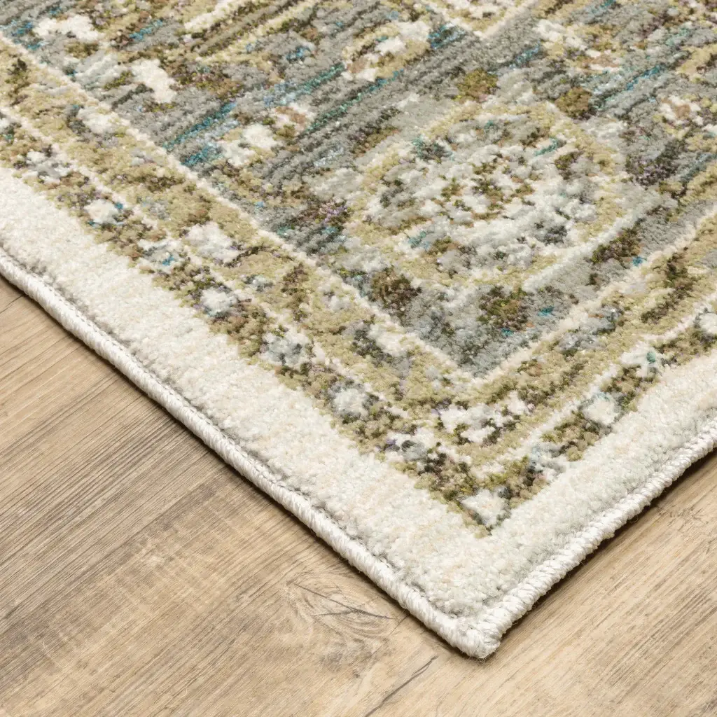 3' X 5' Gray and Ivory Oriental Power Loom Area Rug - Image 5