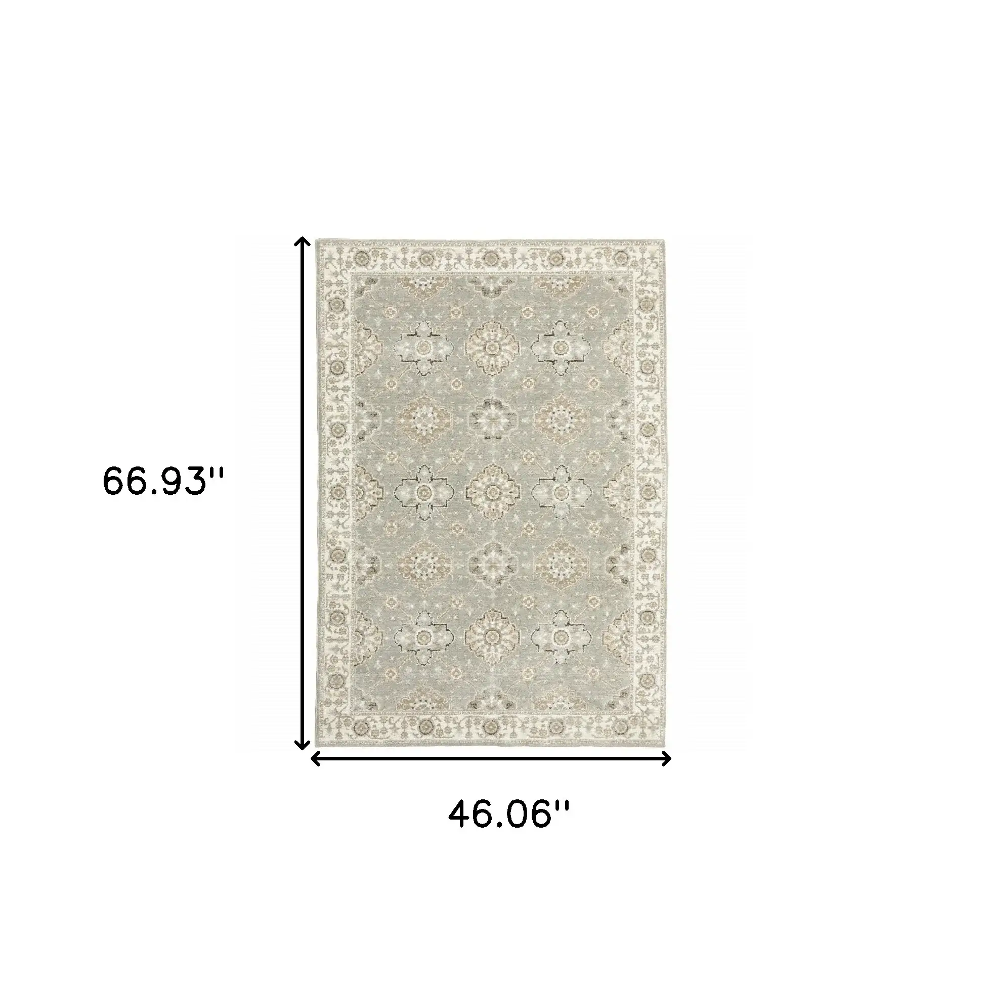 3' X 5' Gray and Ivory Oriental Power Loom Area Rug - Image 3