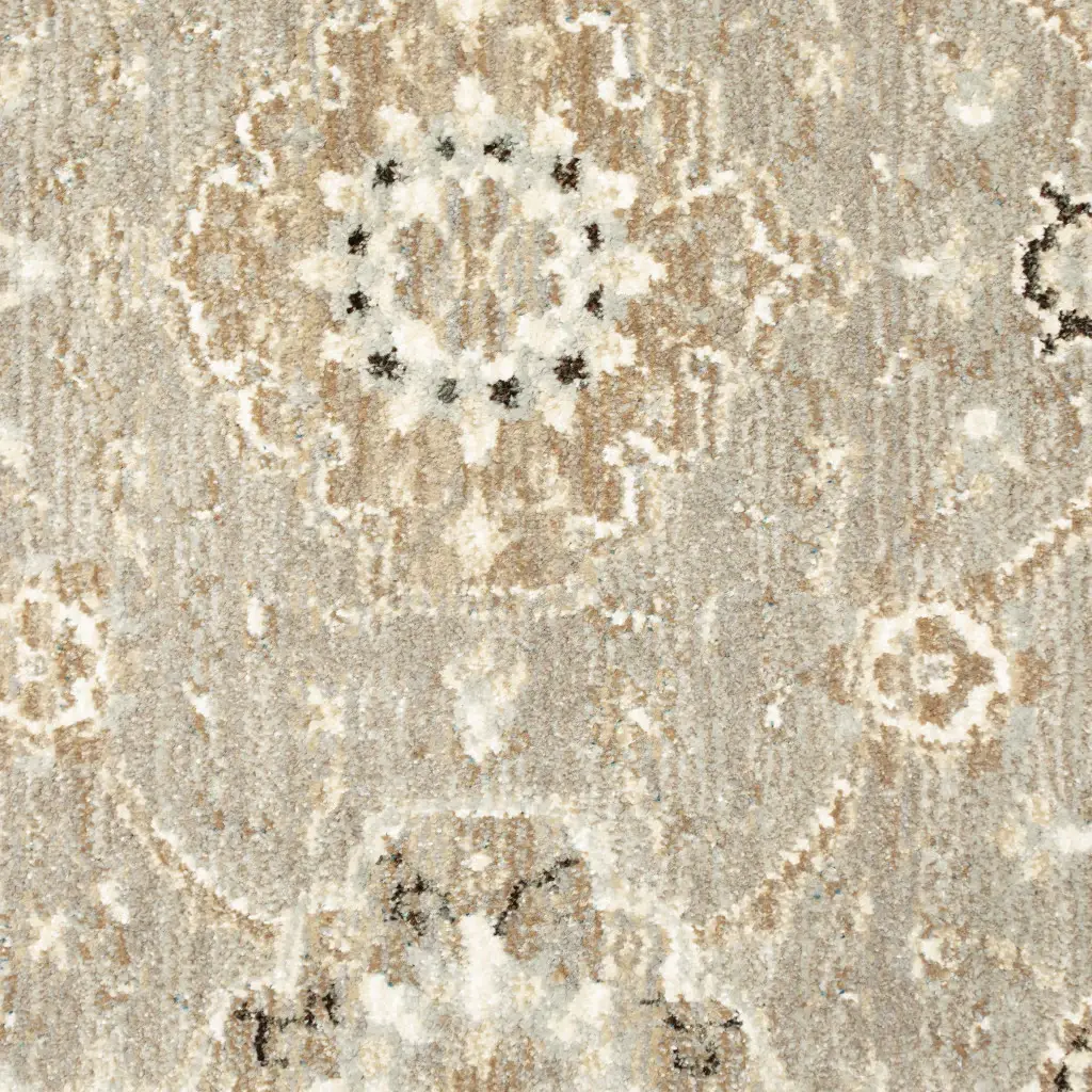 3' X 5' Gray and Ivory Oriental Power Loom Area Rug - Image 4