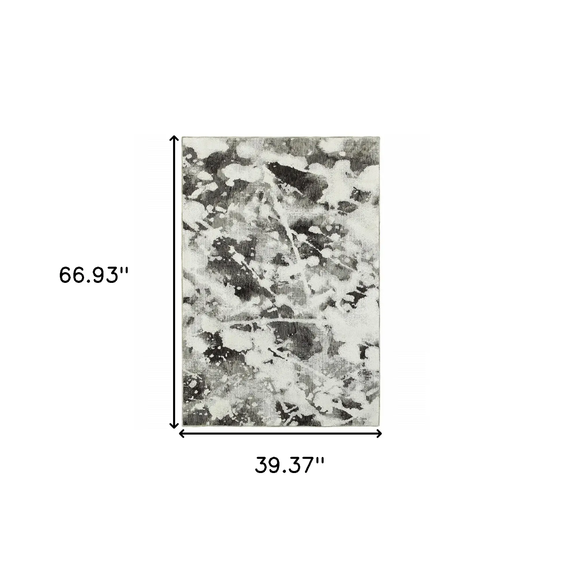 3' X 5' Gray and White Abstract Power Loom Area Rug - Image 3