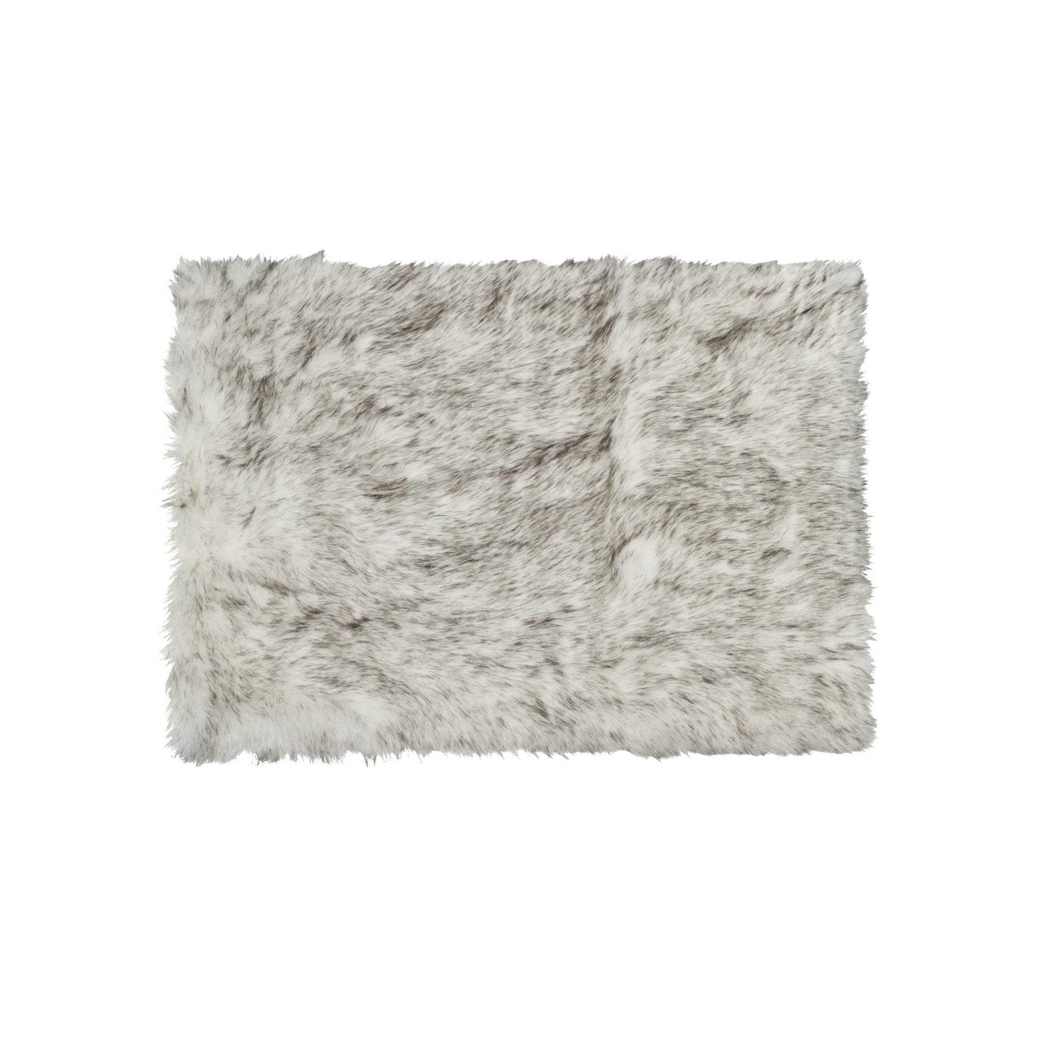 3' X 5' Gray Faux Fur Area Rug - Image 2