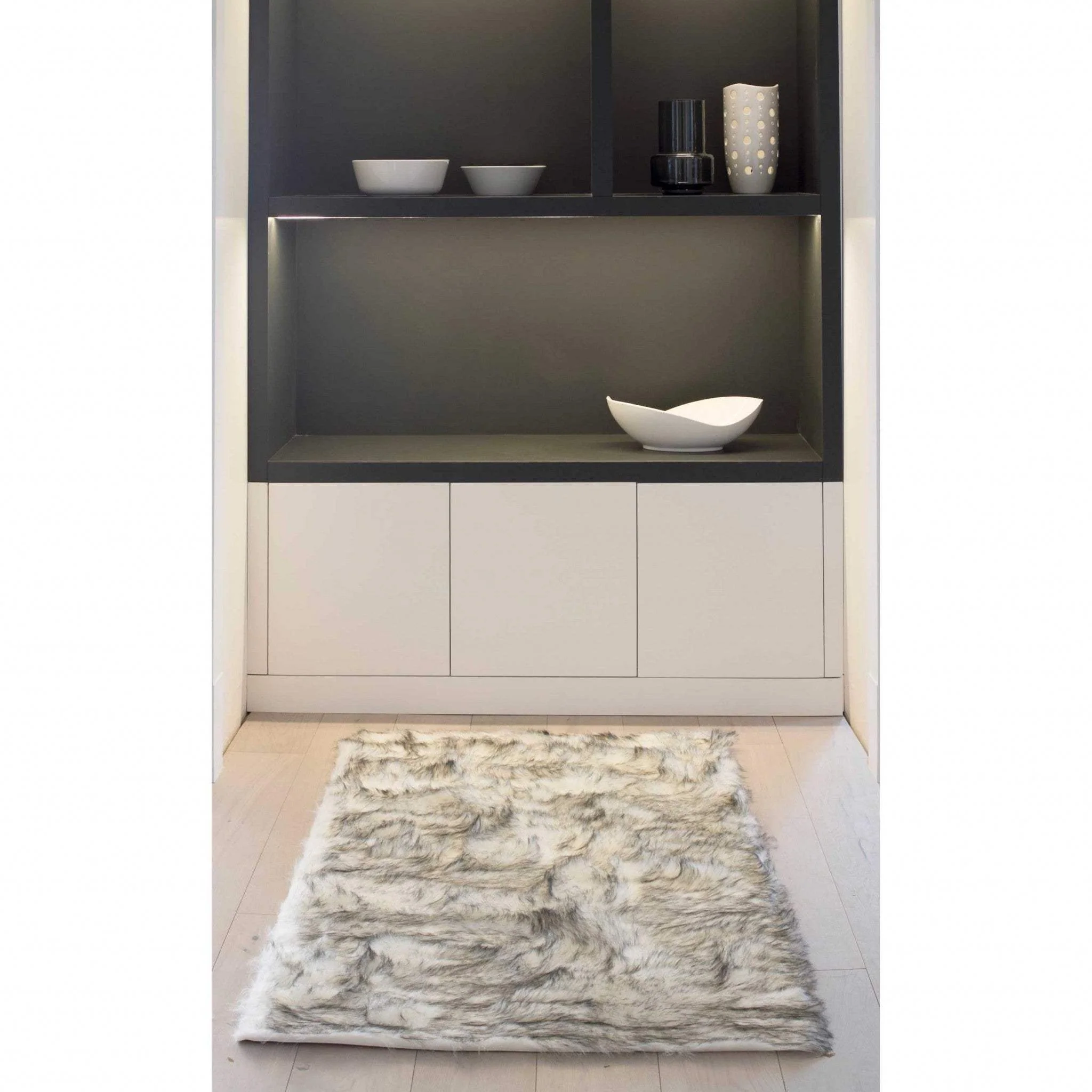 3' X 5' Gray Faux Fur Area Rug - Image 4
