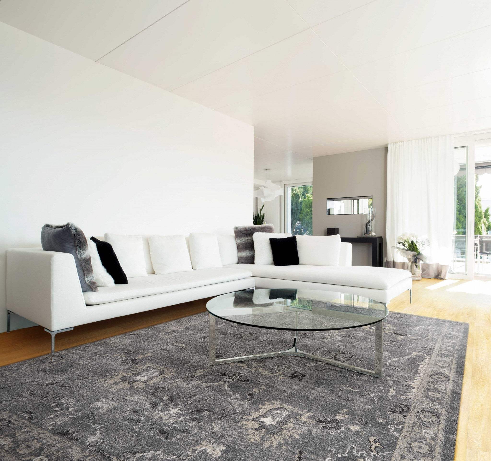 3' X 5' Gray Floral Area Rug - Image 6