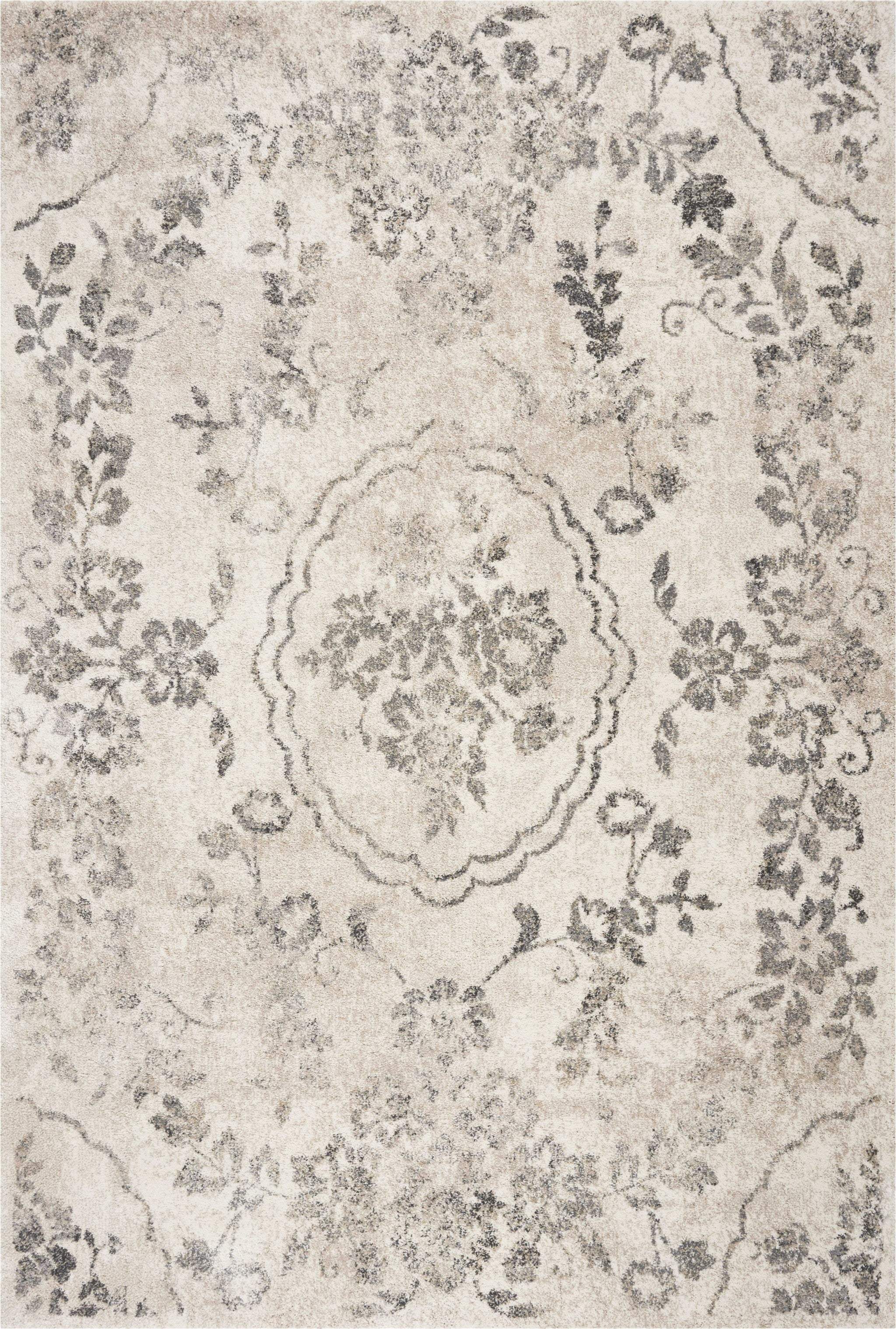 3' X 5' Gray Floral Vines Distressed Area Rug - Image 4
