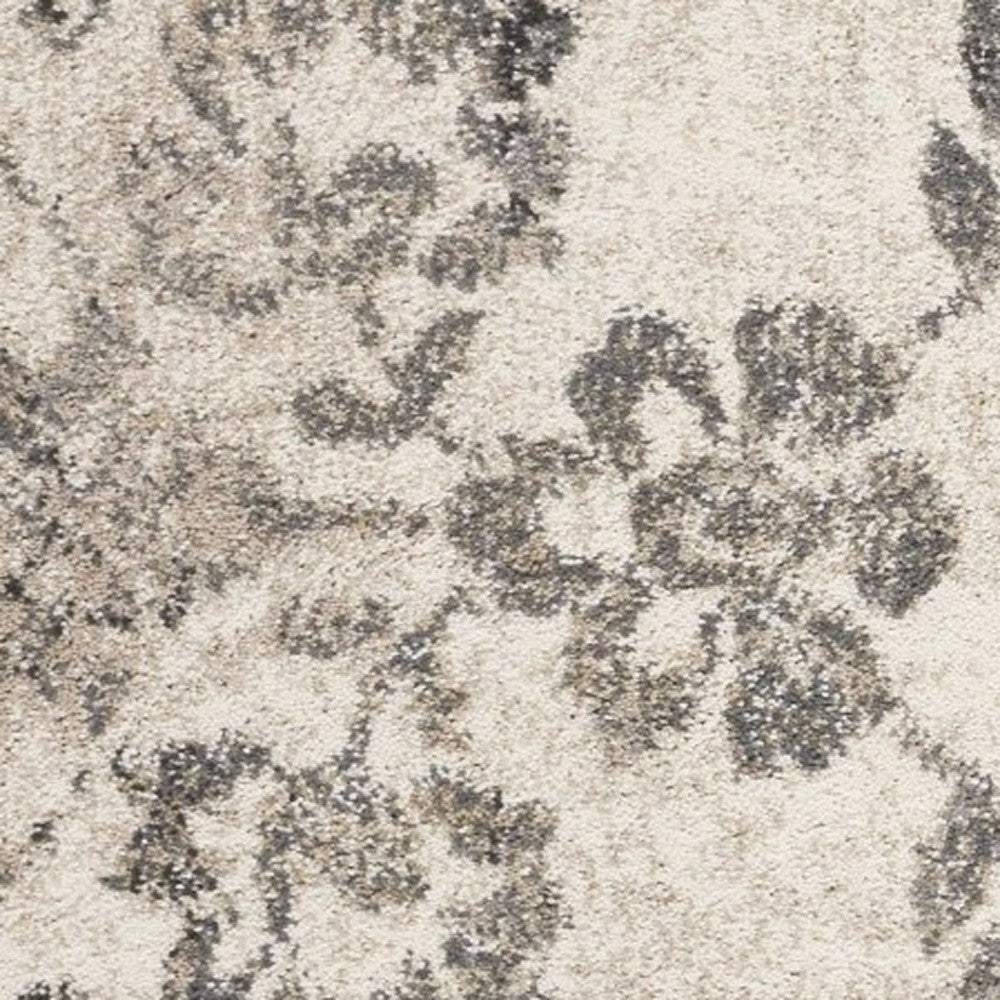3' X 5' Gray Floral Vines Distressed Area Rug - Image 7