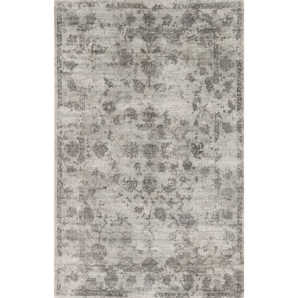 3' X 5' Gray Floral Vines Hand Loomed Distressed Area Rug - Image 2