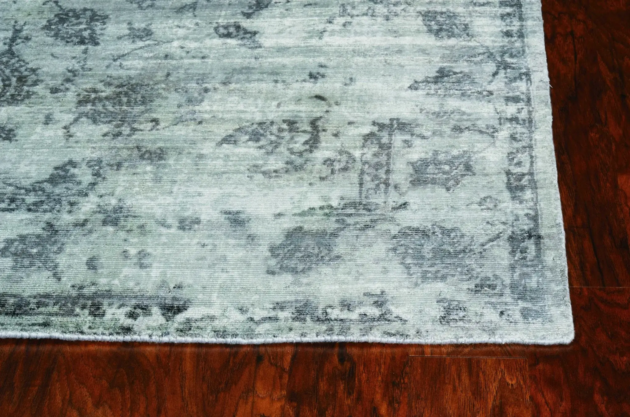 3' X 5' Gray Floral Vines Hand Loomed Distressed Area Rug - Image 4