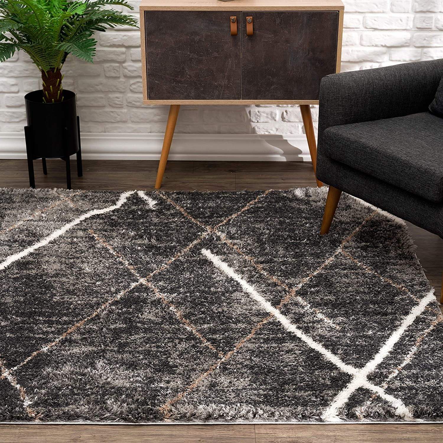 3' X 5' Gray Modern Distressed Lines Area Rug - Image 6