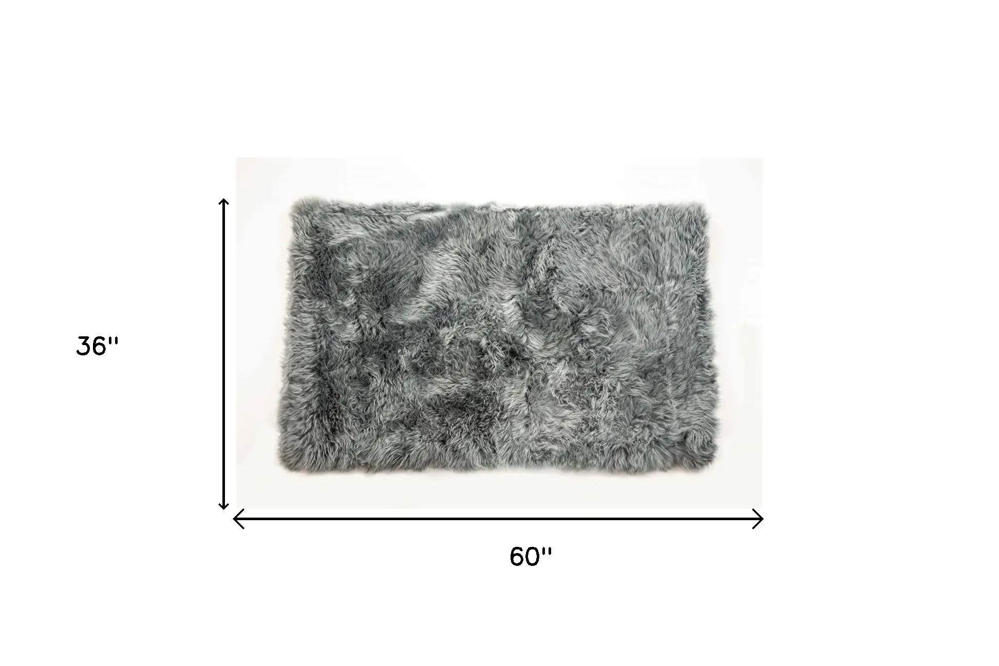 3' X 5' Gray Natural Rectangular Sheepskin Area Rug - Image 3