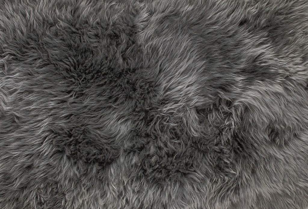 3' X 5' Gray Natural Rectangular Sheepskin Area Rug - Image 7