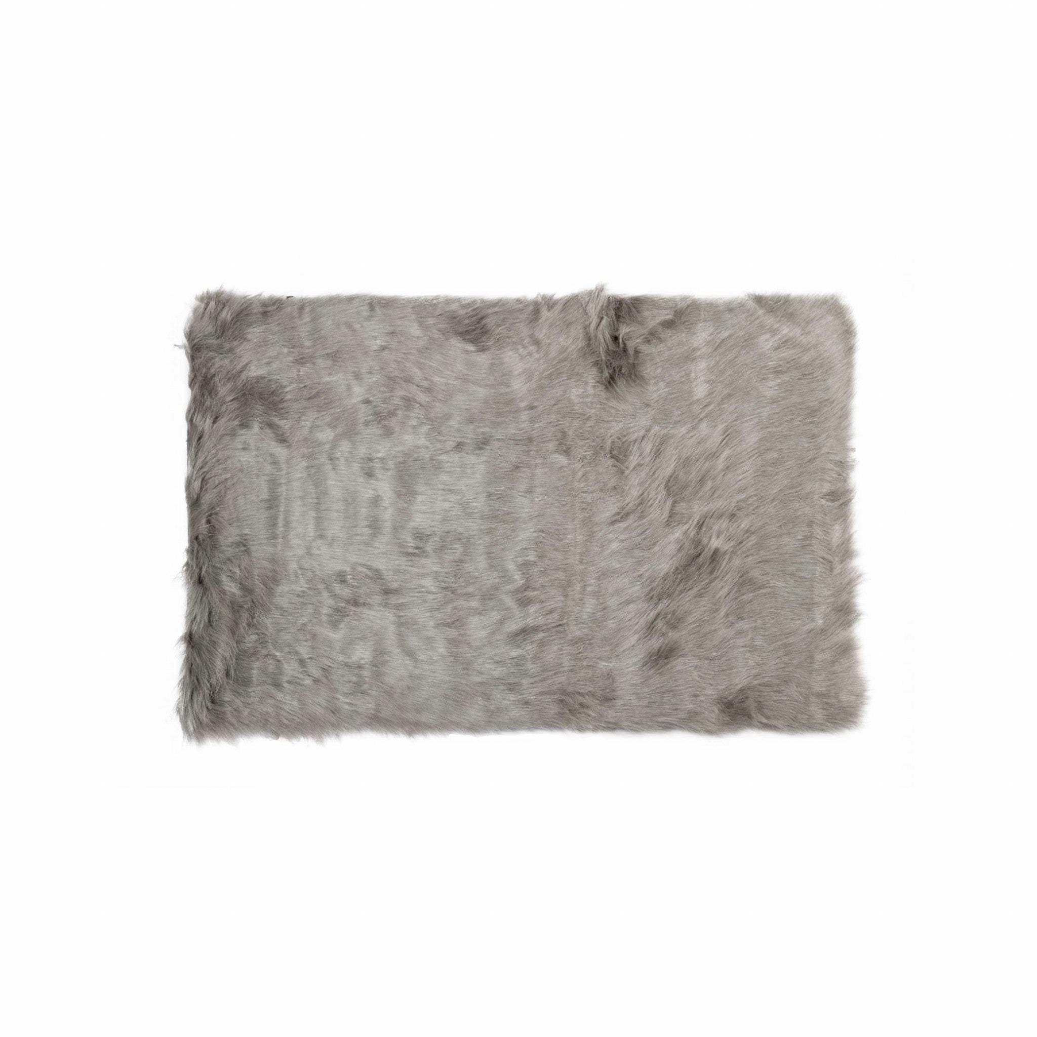 3' X 5' Gray Rectangular Faux Fur - Area Rug - Image 2
