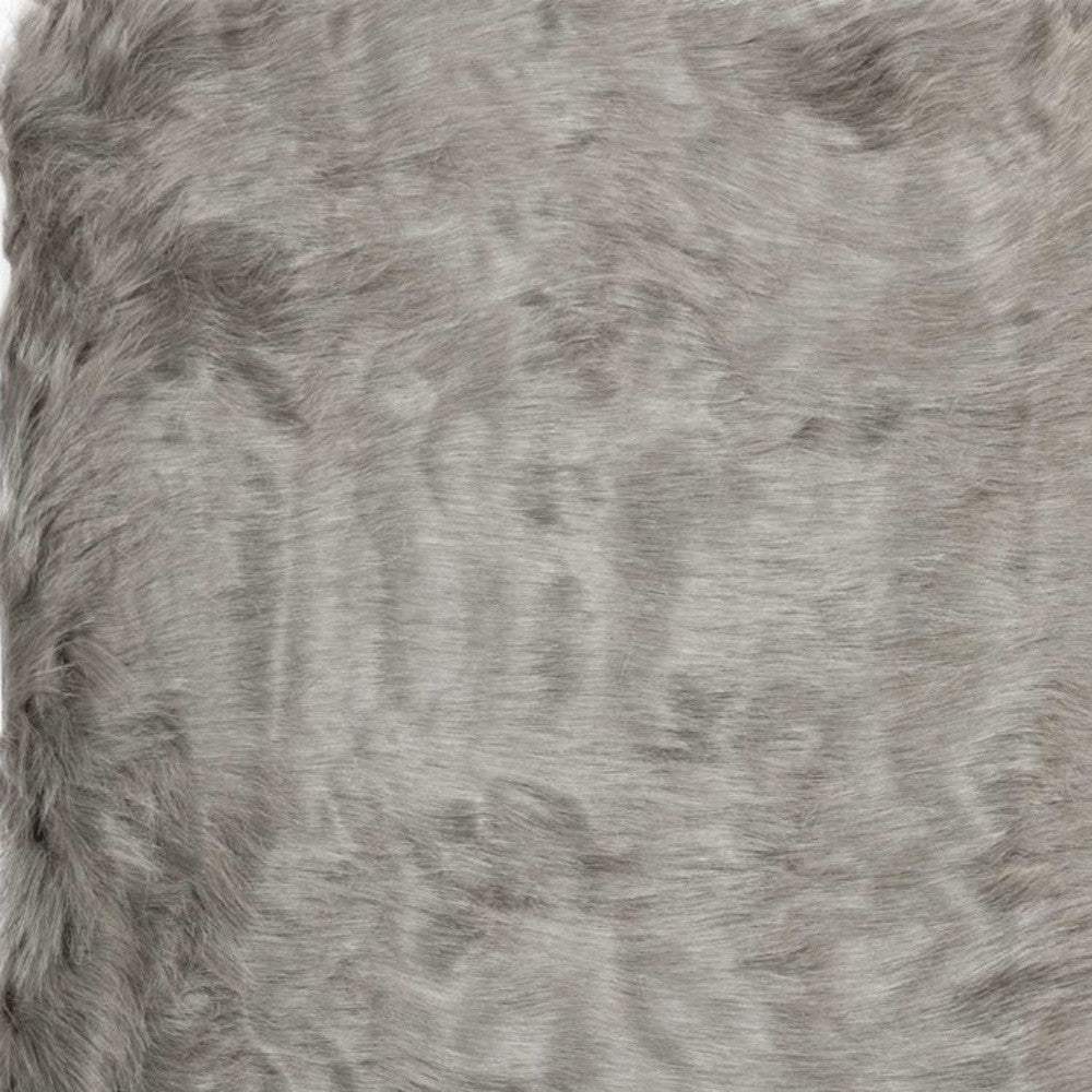 3' X 5' Gray Rectangular Faux Fur - Area Rug - Image 4
