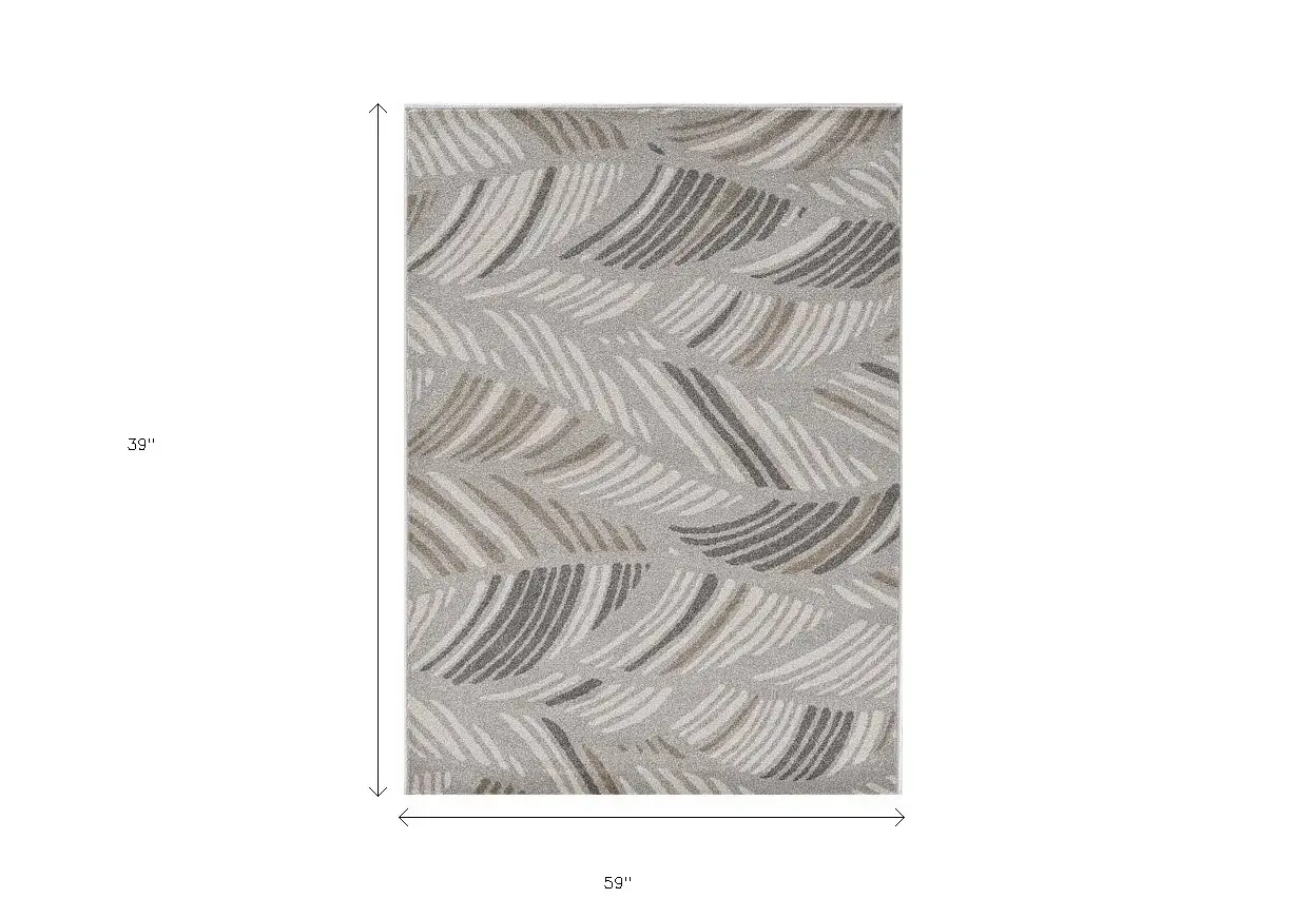 3' X 5' Gray Tropical Botanical Area Rug - Image 3