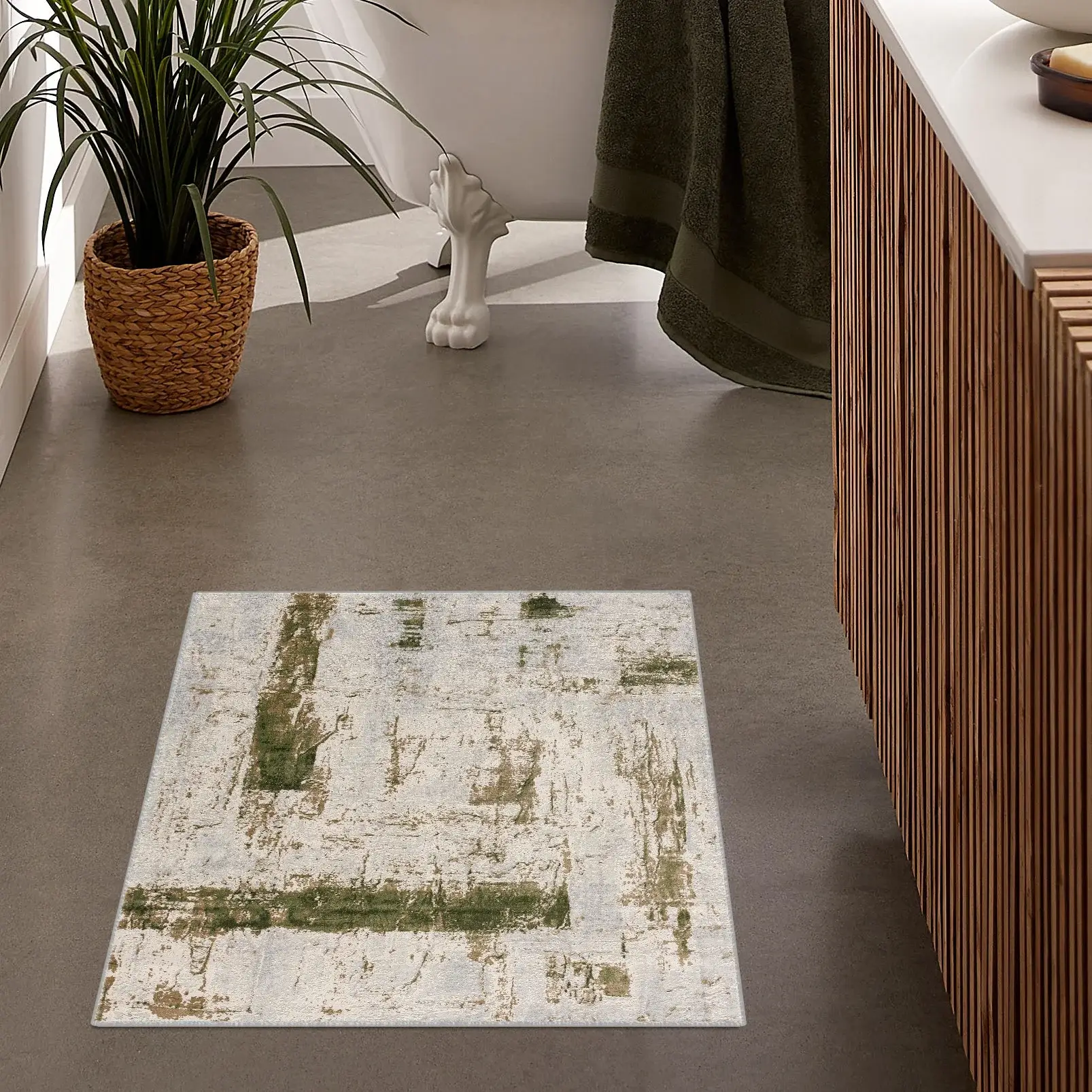 3' X 5' Green Abstract Dhurrie Area Rug - Image 2