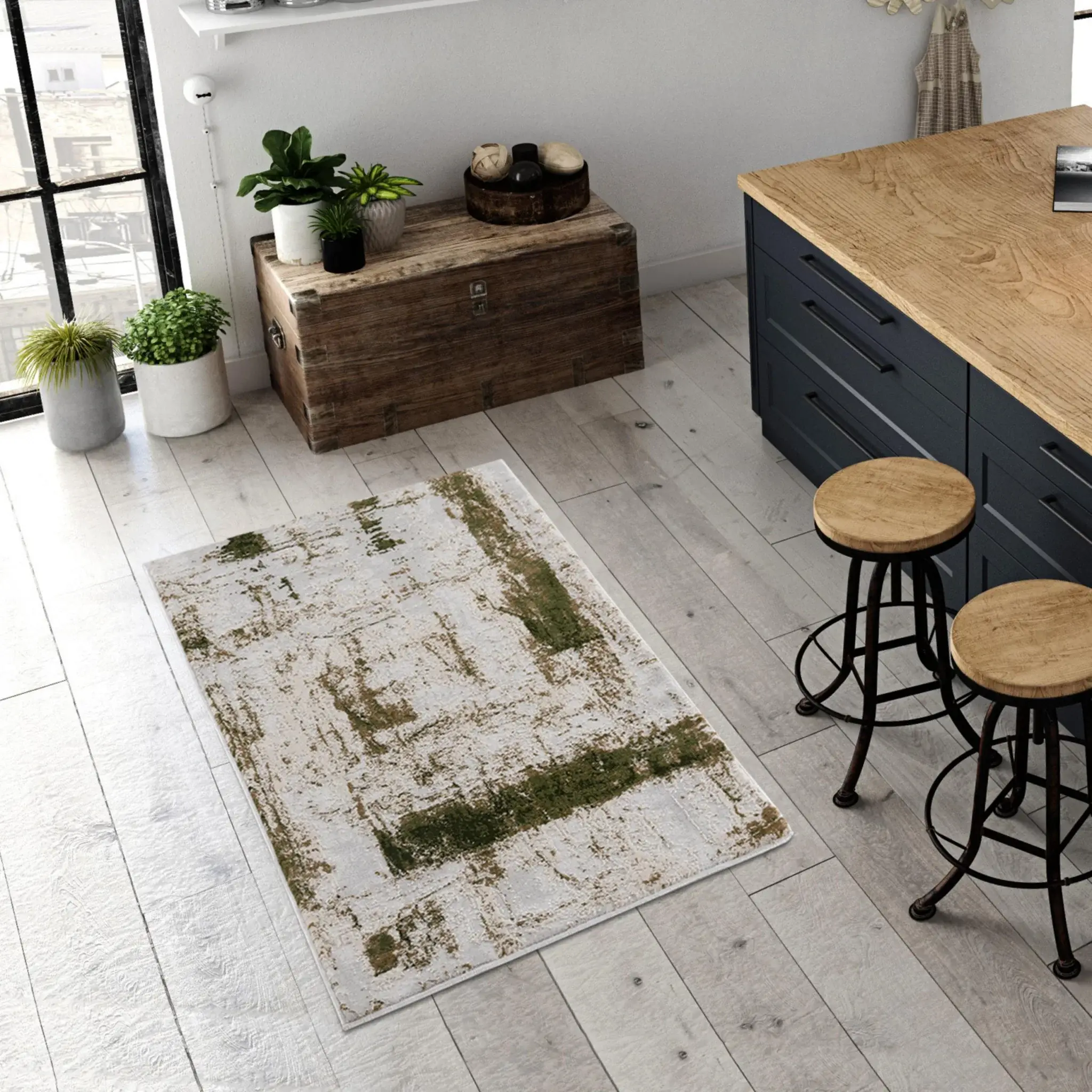 3' X 5' Green Abstract Dhurrie Area Rug - Image 4