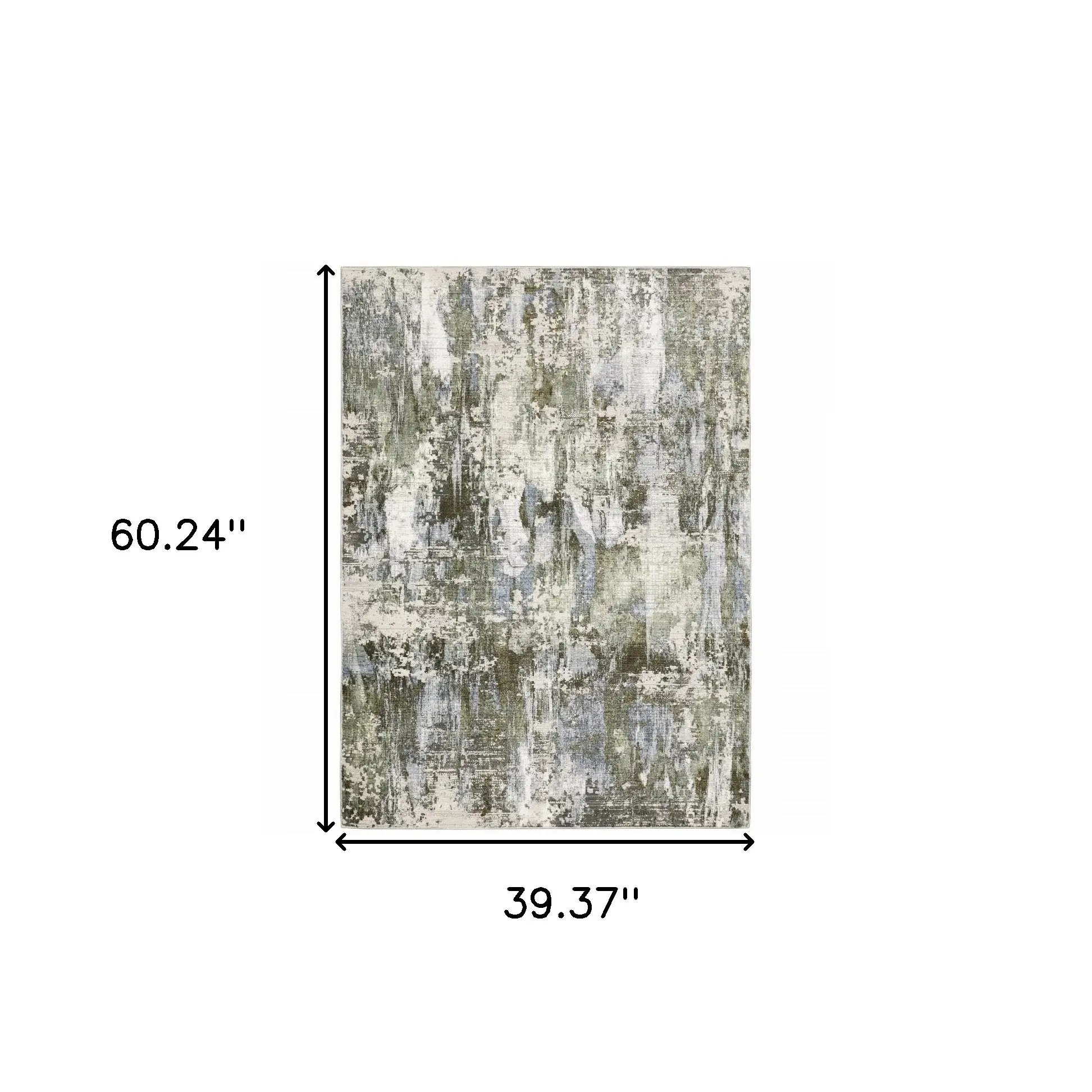3' X 5' Green Blue Grey Ivory And Brown Abstract Power Loom Stain Resistant Area Rug - Image 3