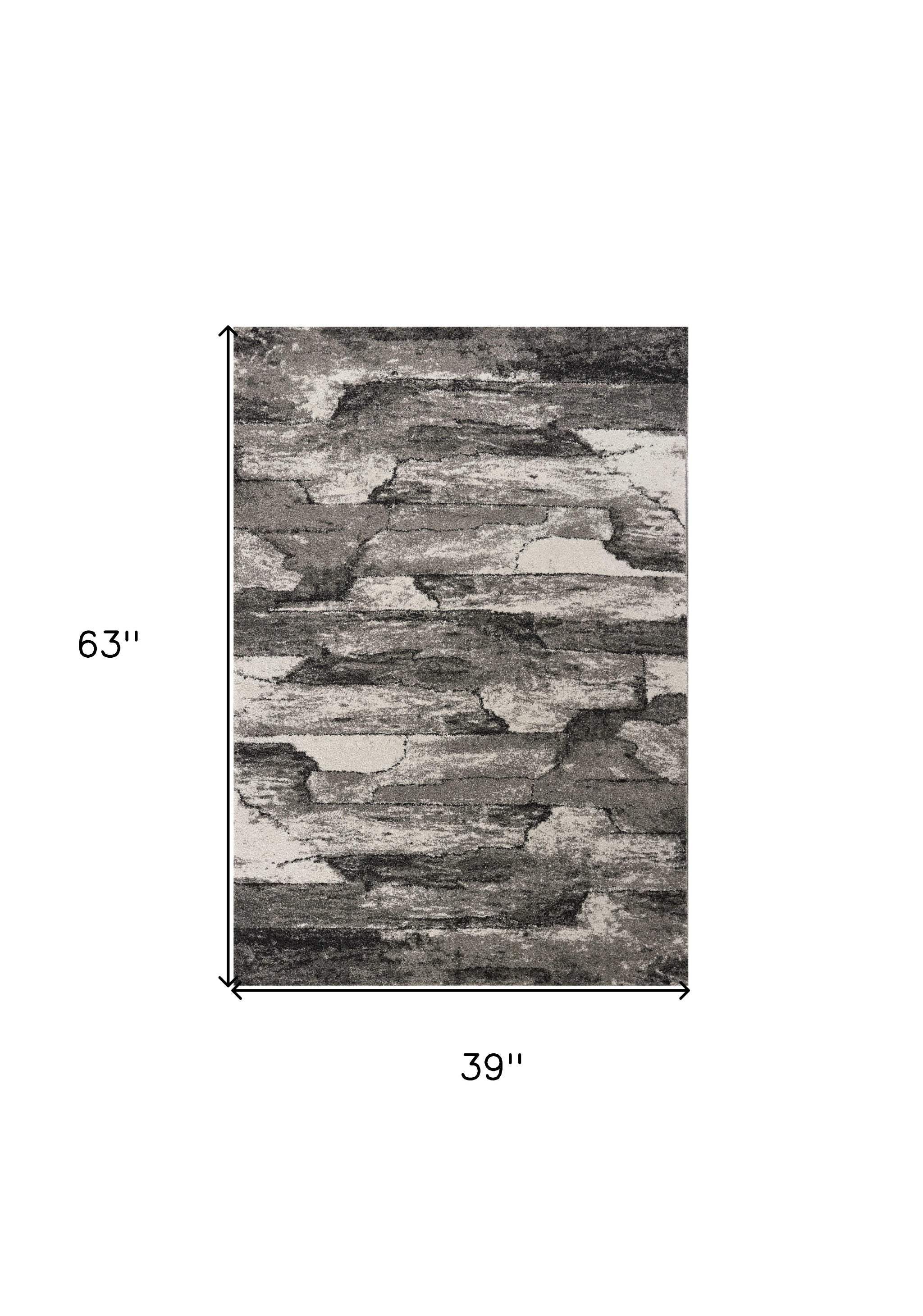 3' X 5' Grey Abstract Design Area Rug - Image 3