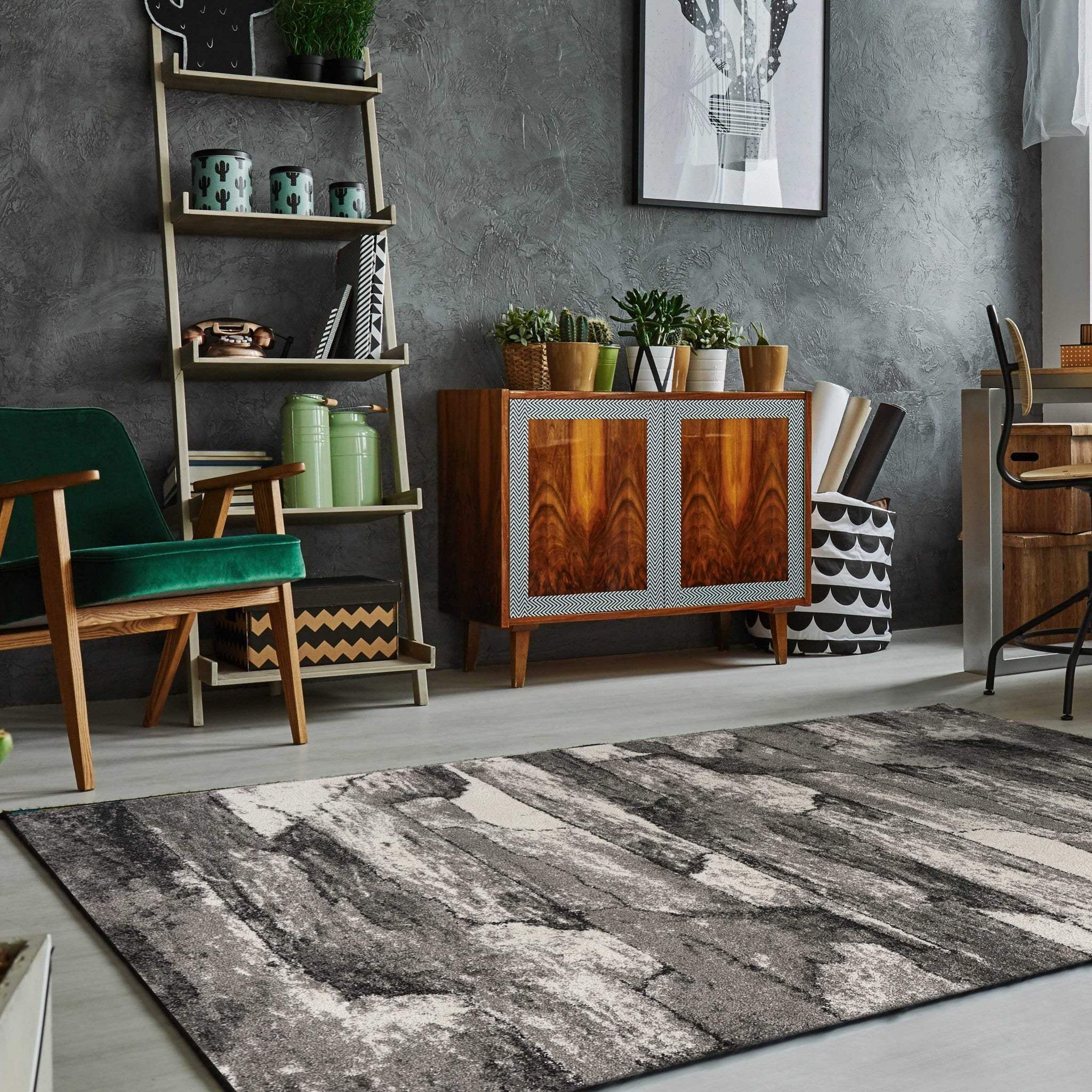 3' X 5' Grey Abstract Design Area Rug - Image 7