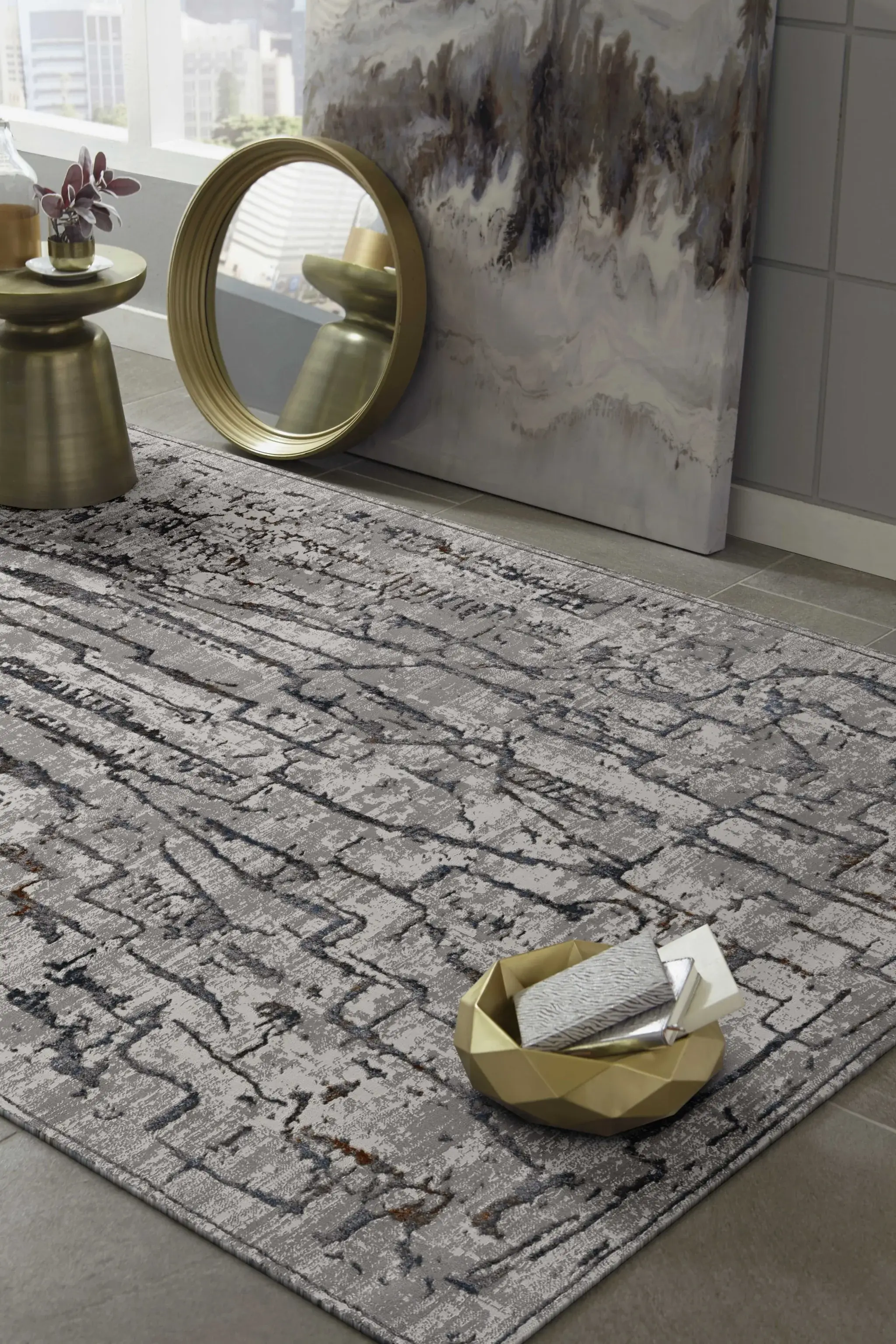 3' X 5' Grey Abstract Lines Area Rug - Image 7