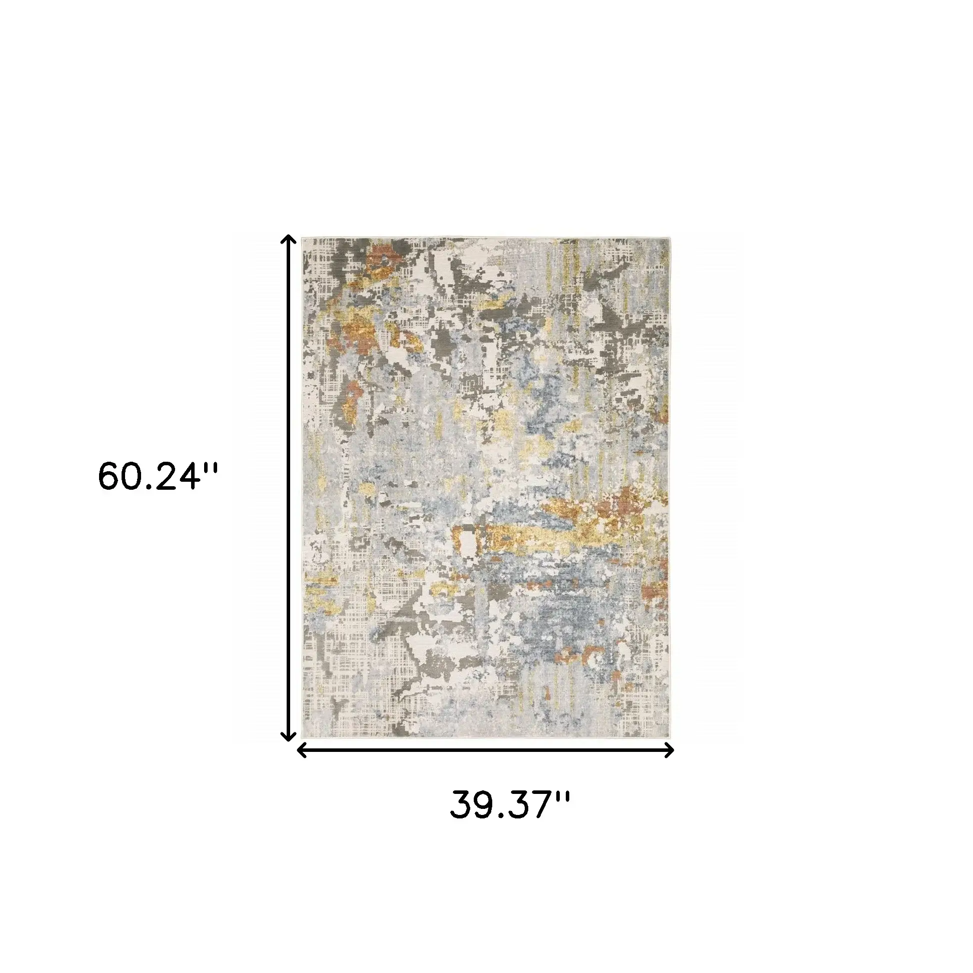 3' X 5' Grey Blue Beige Gold And Rust Abstract Power Loom Stain Resistant Area Rug - Image 3