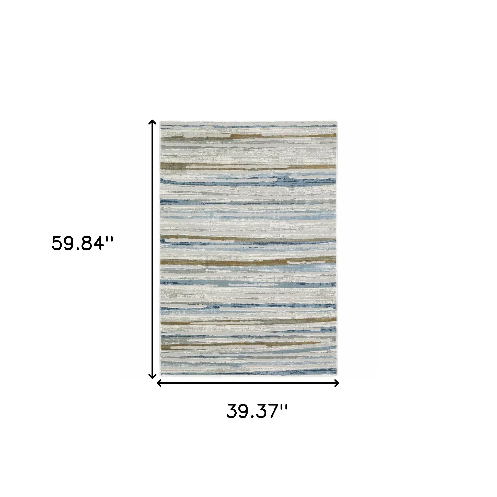 3' X 5' Grey Blue Ivory Brown Beige And Navy Abstract Power Loom Stain Resistant Area Rug - Image 3