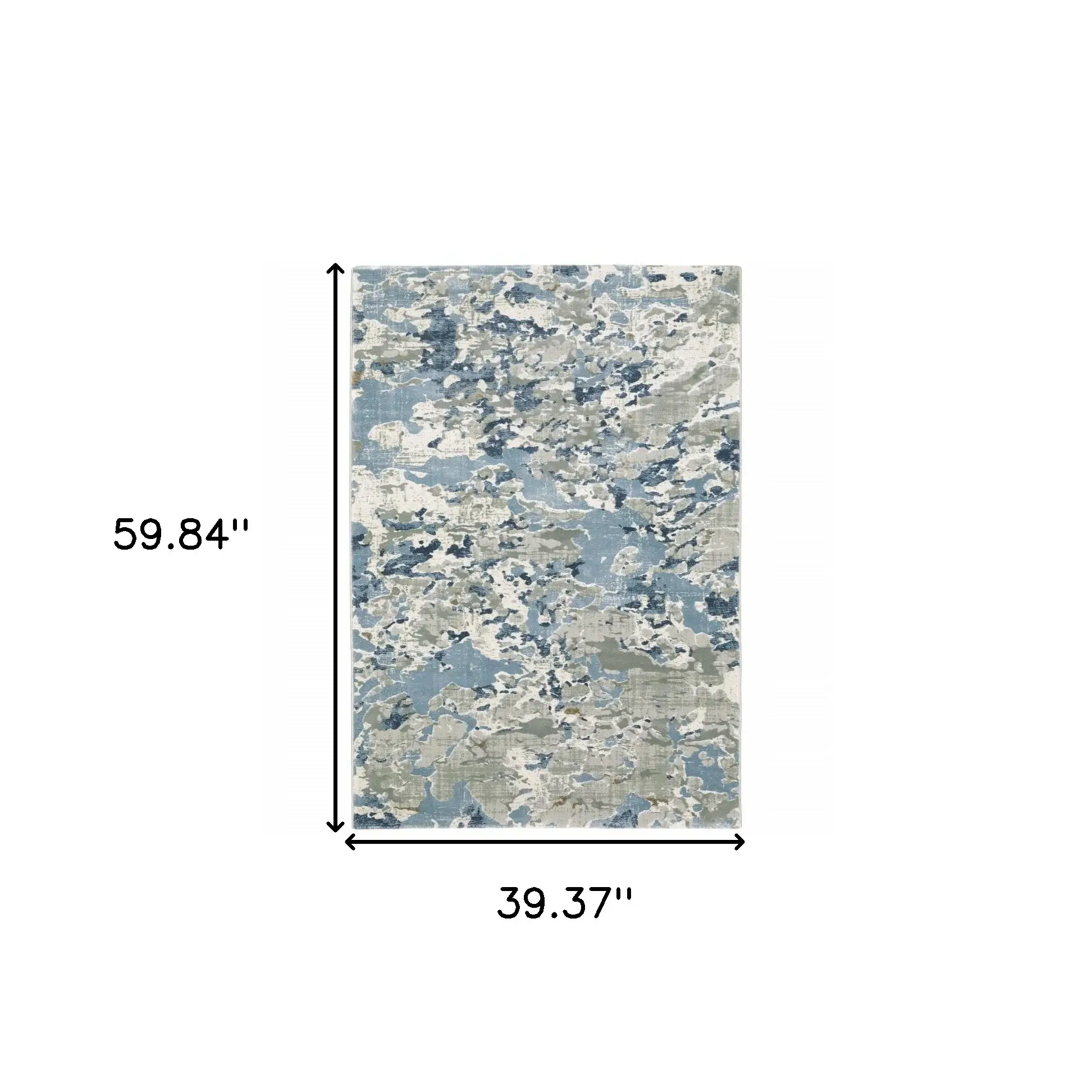 3' X 5' Grey Blue Ivory Navy Beige And Brown Abstract Power Loom Stain Resistant Area Rug - Image 3