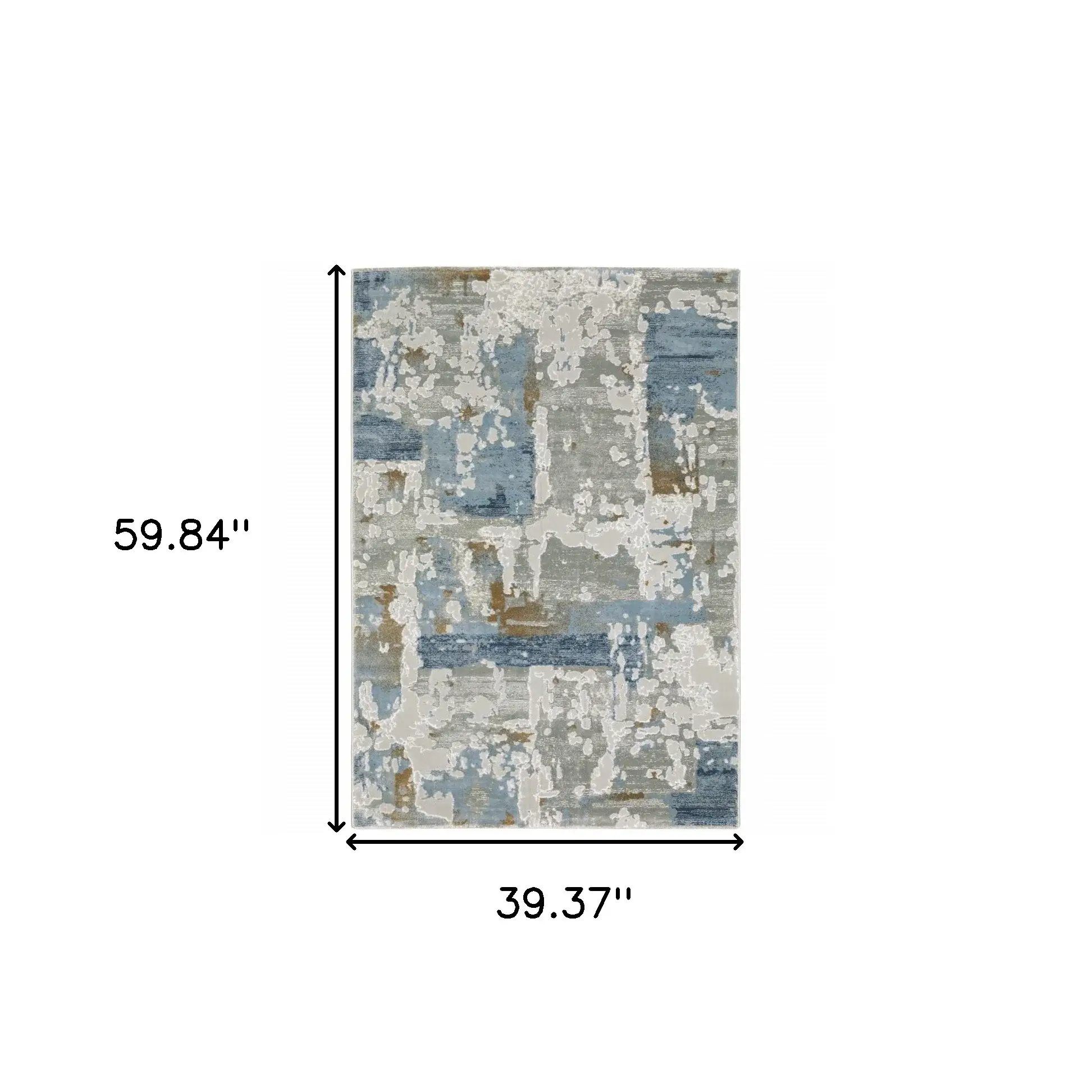 3' X 5' Grey Blue Navy Ivory And Brown Abstract Power Loom Stain Resistant Area Rug - Image 3