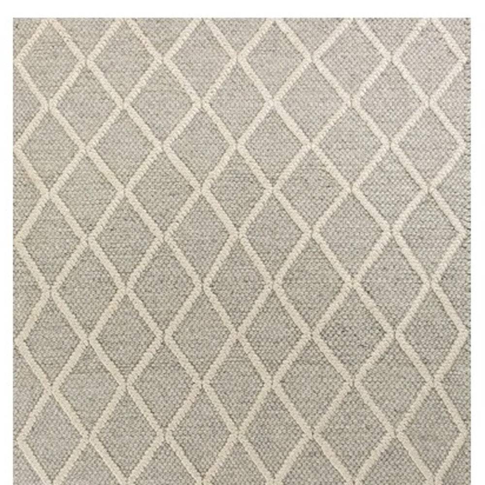 3' X 5' Grey Braided Diamonds Wool Indoor Area Rug - Image 2