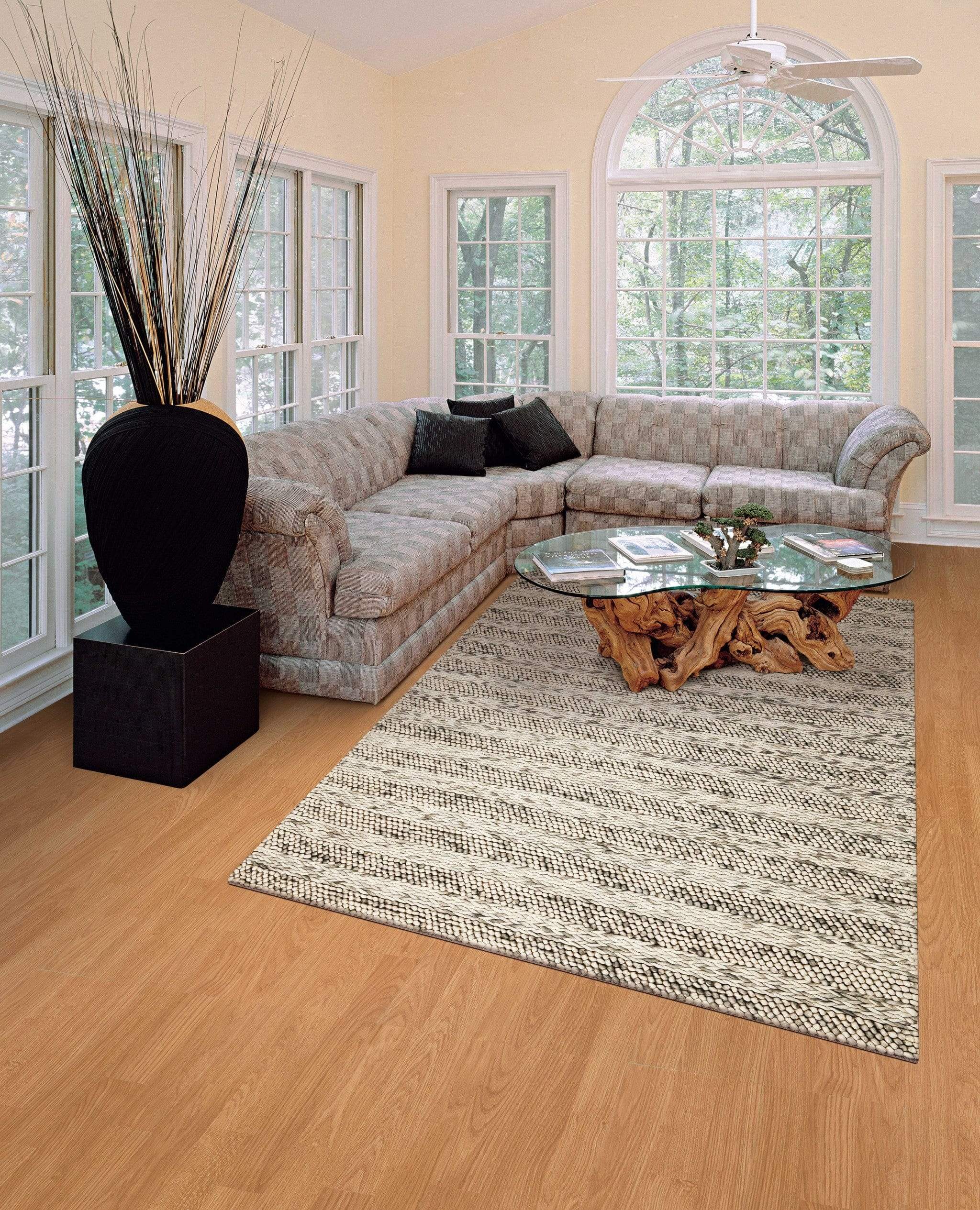 3' X 5' Grey Braided Wool Indoor Area Rug - Image 3