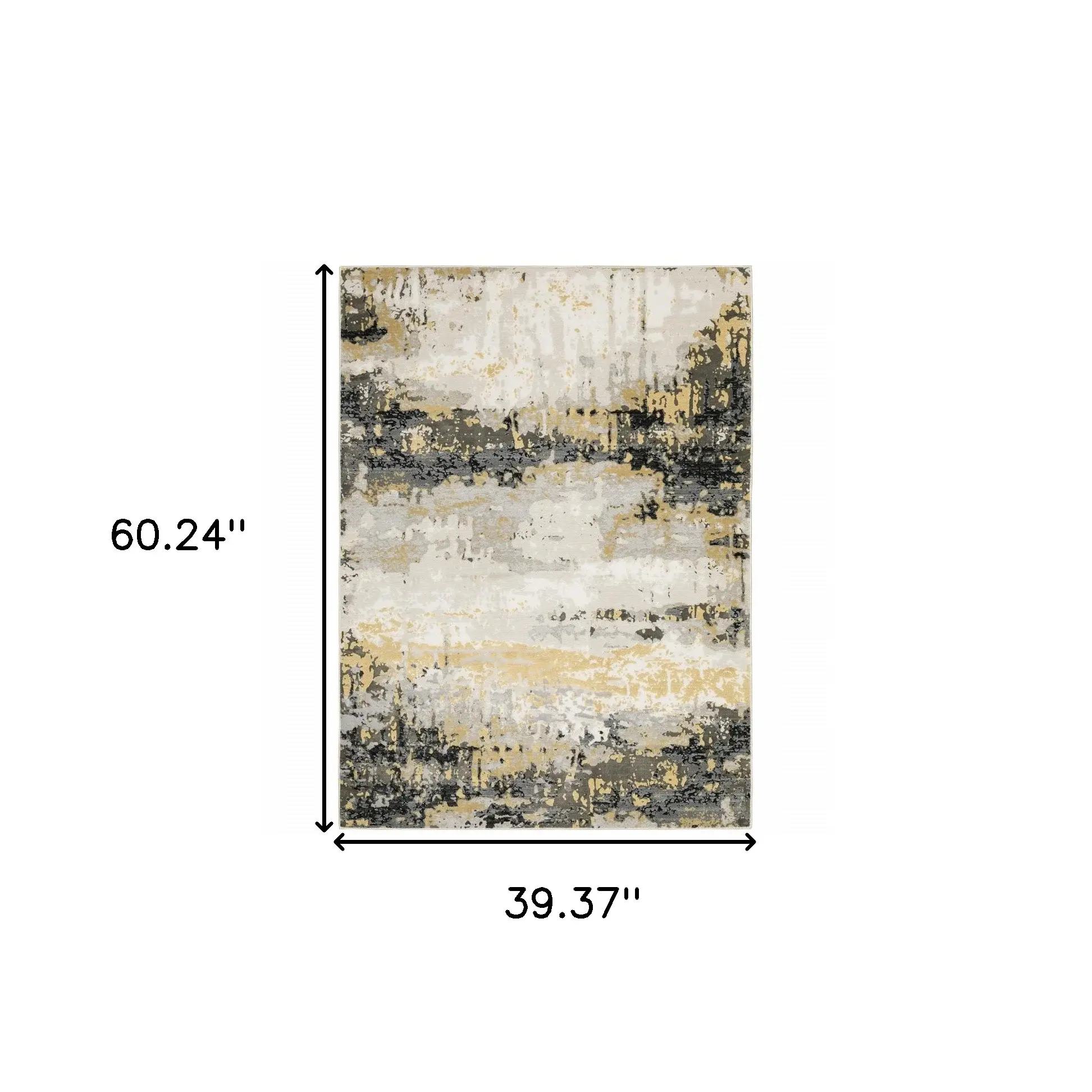3' X 5' Grey Gold Beige Black And Brown Abstract Power Loom Stain Resistant Area Rug - Image 3