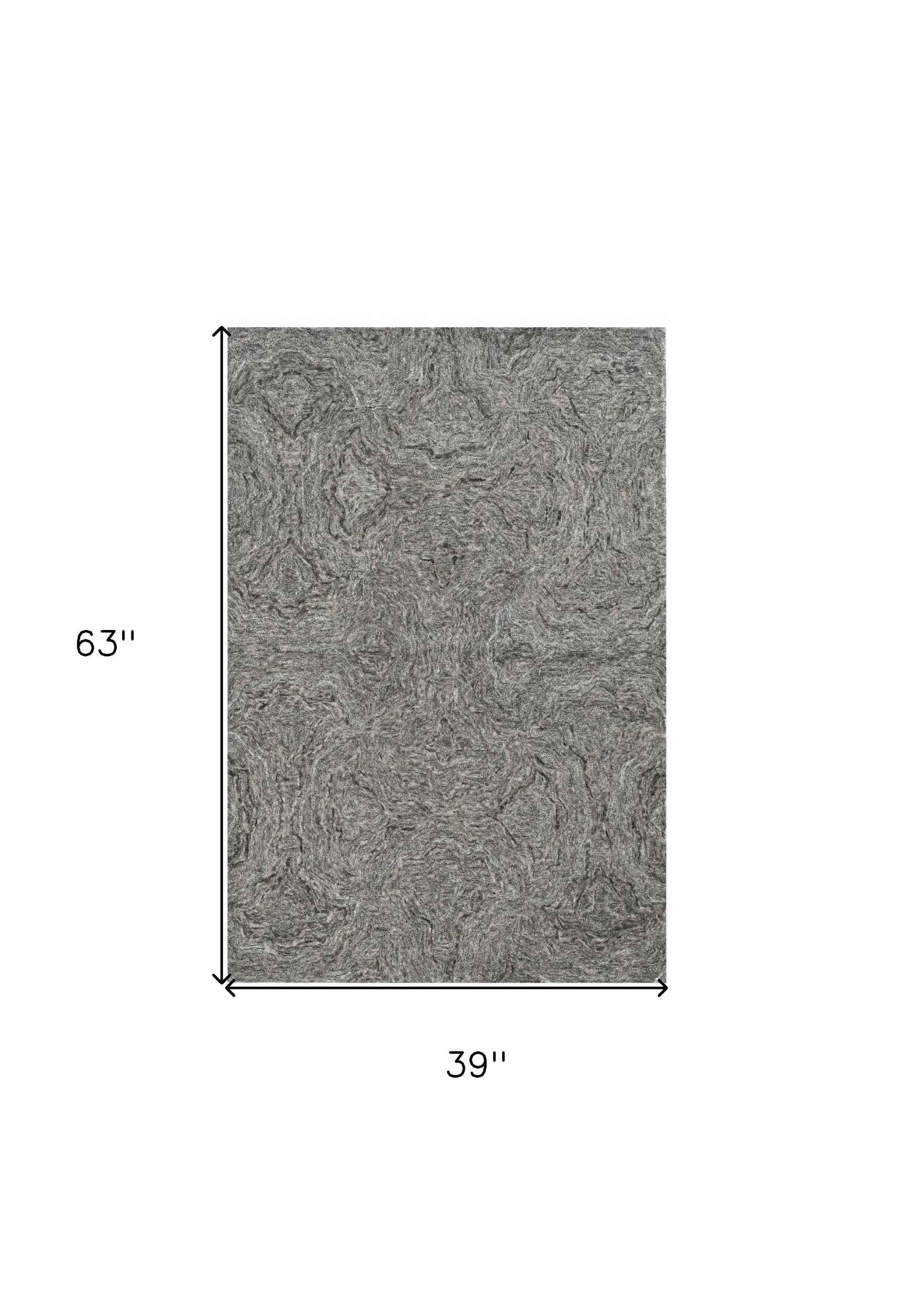 3' X 5' Grey Hand Tufted Abstract Indoor Area Rug - Image 3