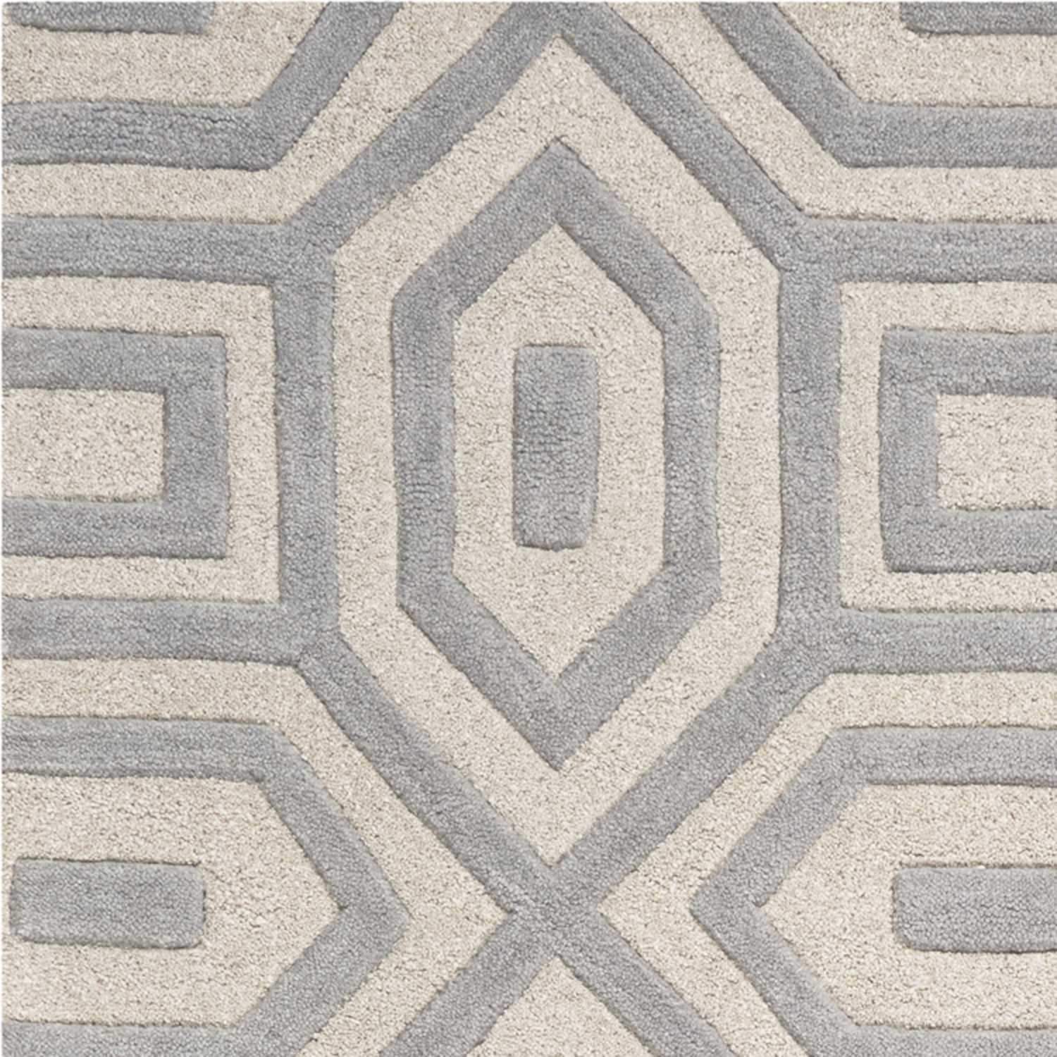 3' X 5' Grey Hand Tufted Geometric Indoor Area Rug - Image 4