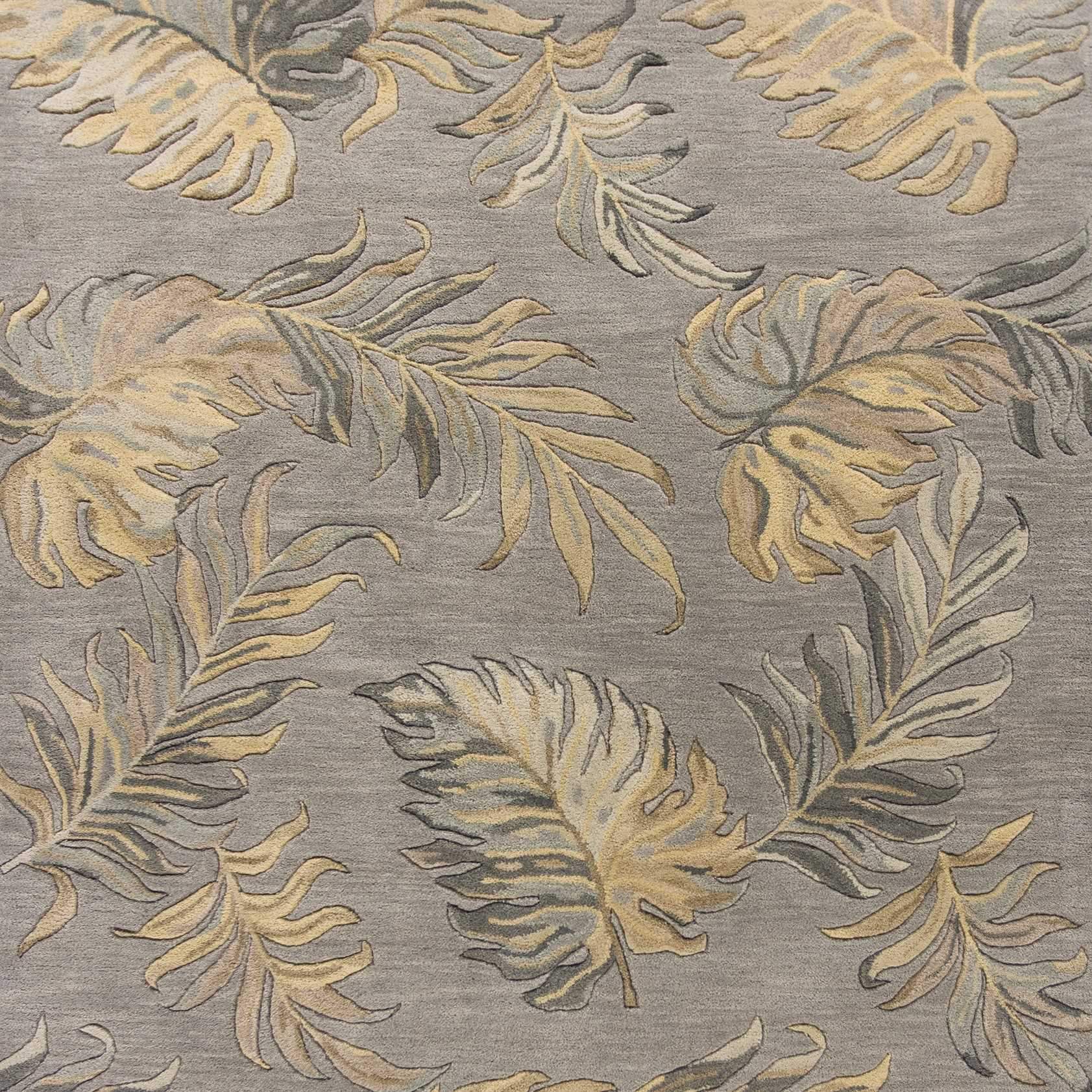 3' X 5' Grey Hand Tufted Tropical Palms Indoor Area Rug - Image 3