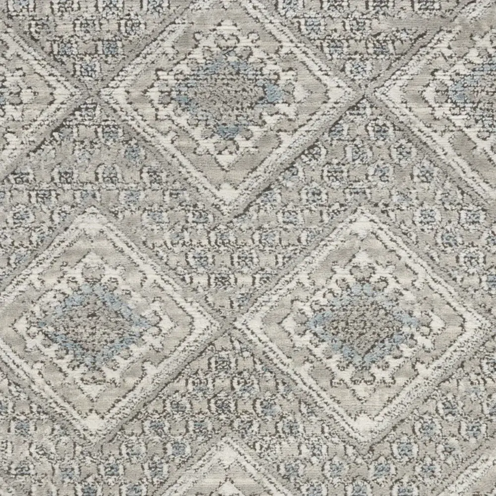 3' X 5' Grey Ivory And Blue Southwestern Power Loom Non Skid Area Rug - Image 3